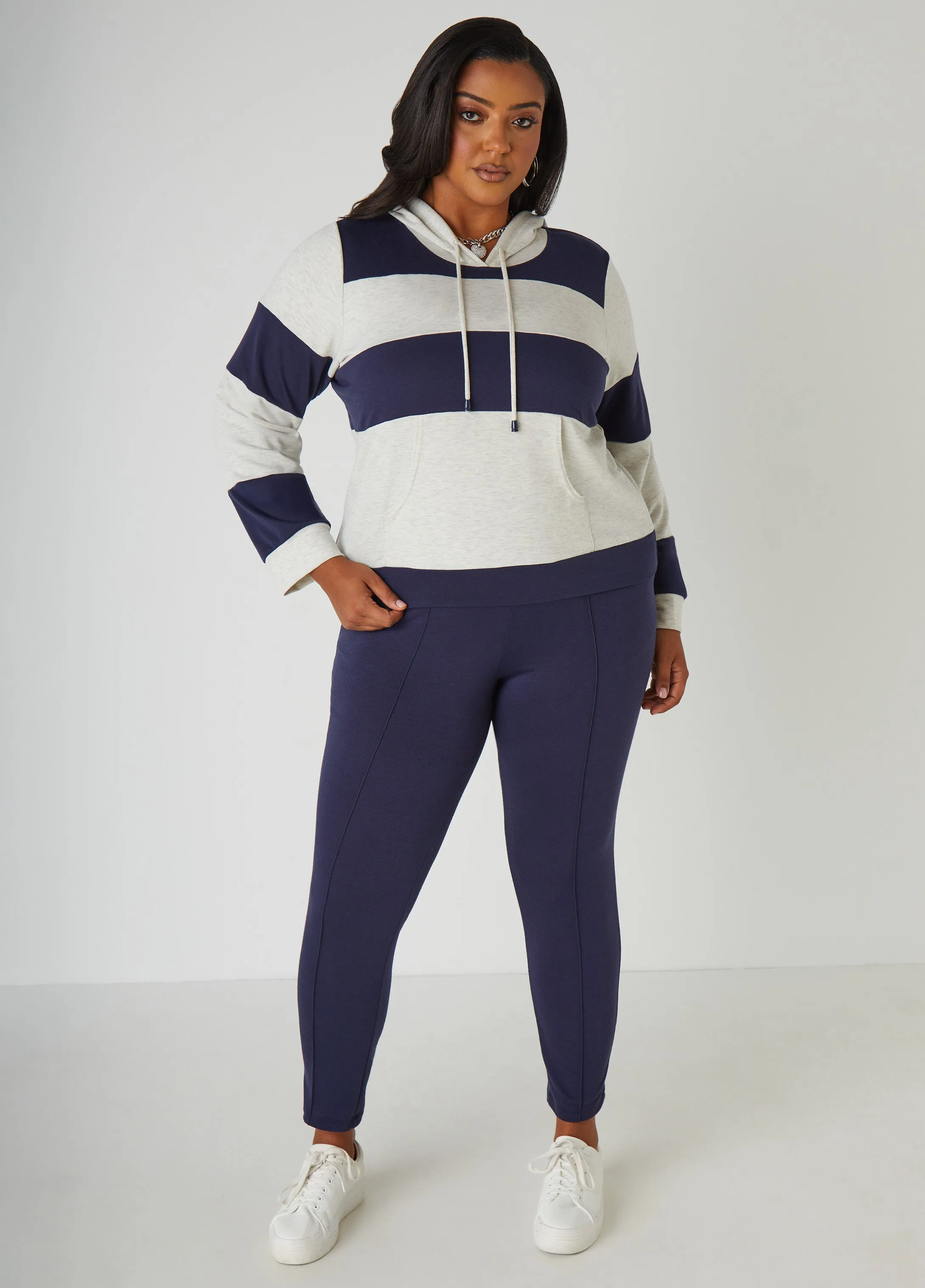 Striped Hooded Pullover sold by Ashley Stewart product image thumbnail 3