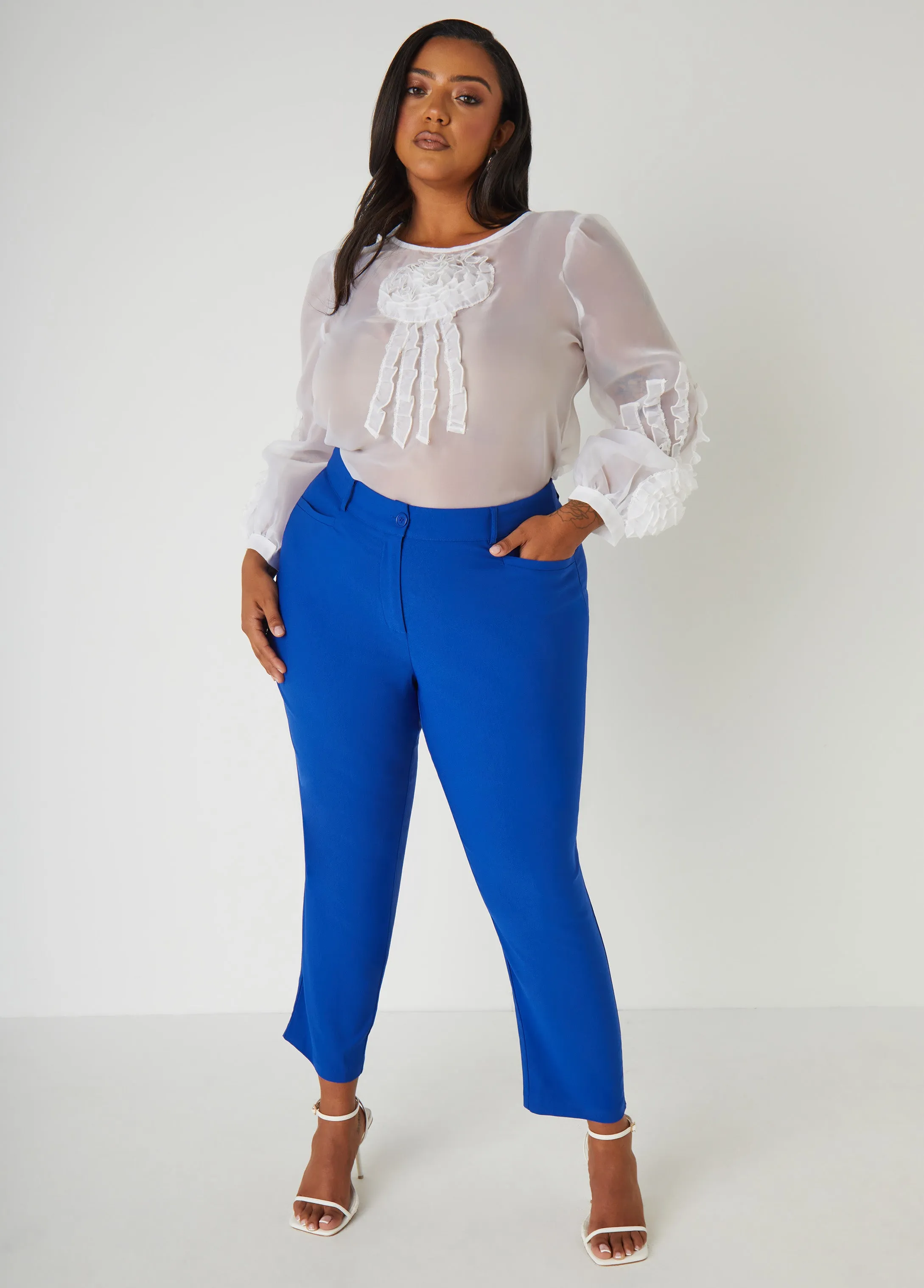 Ruffled Rosette Blouse sold by Ashley Stewart product image thumbnail 3