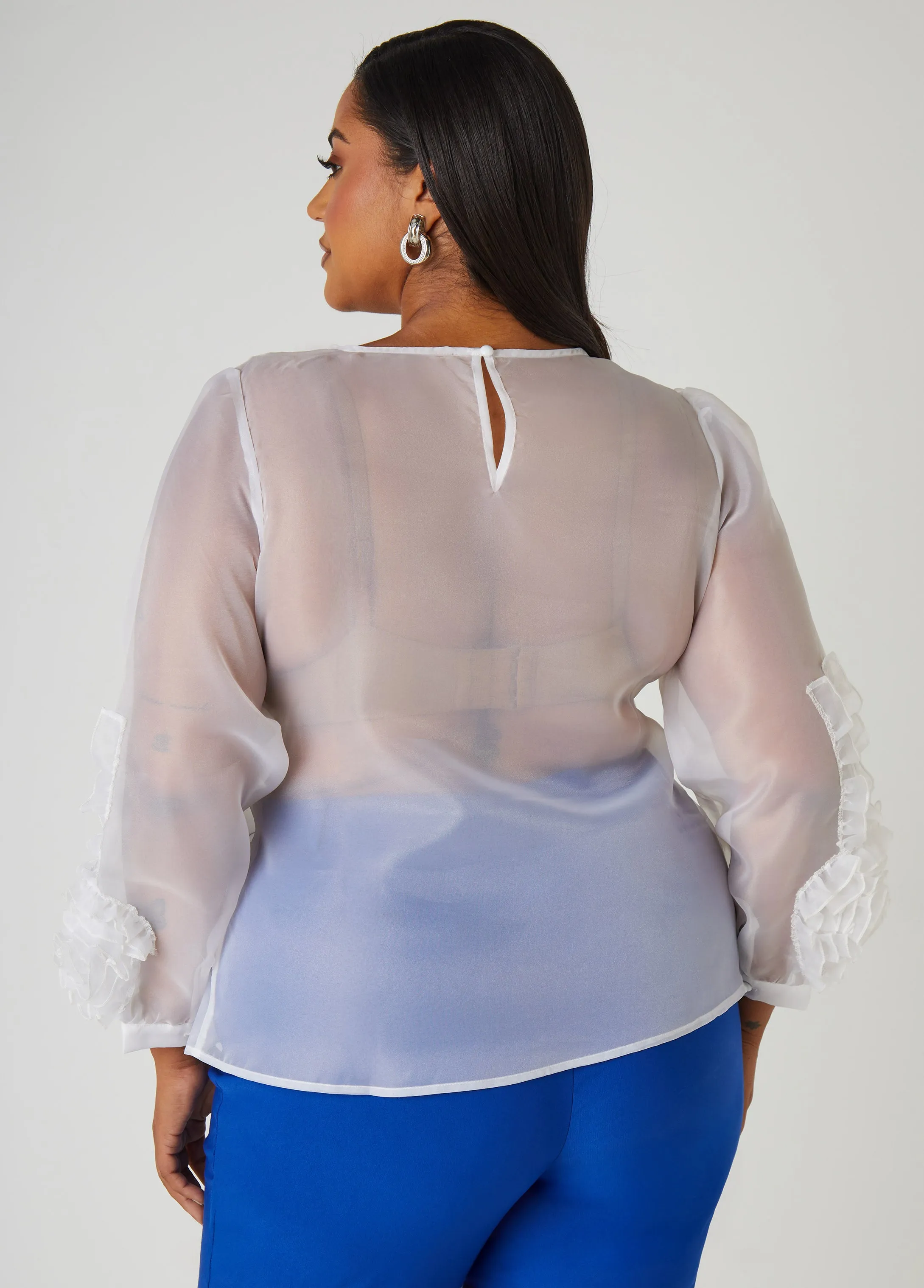 Ruffled Rosette Blouse sold by Ashley Stewart product image thumbnail 2