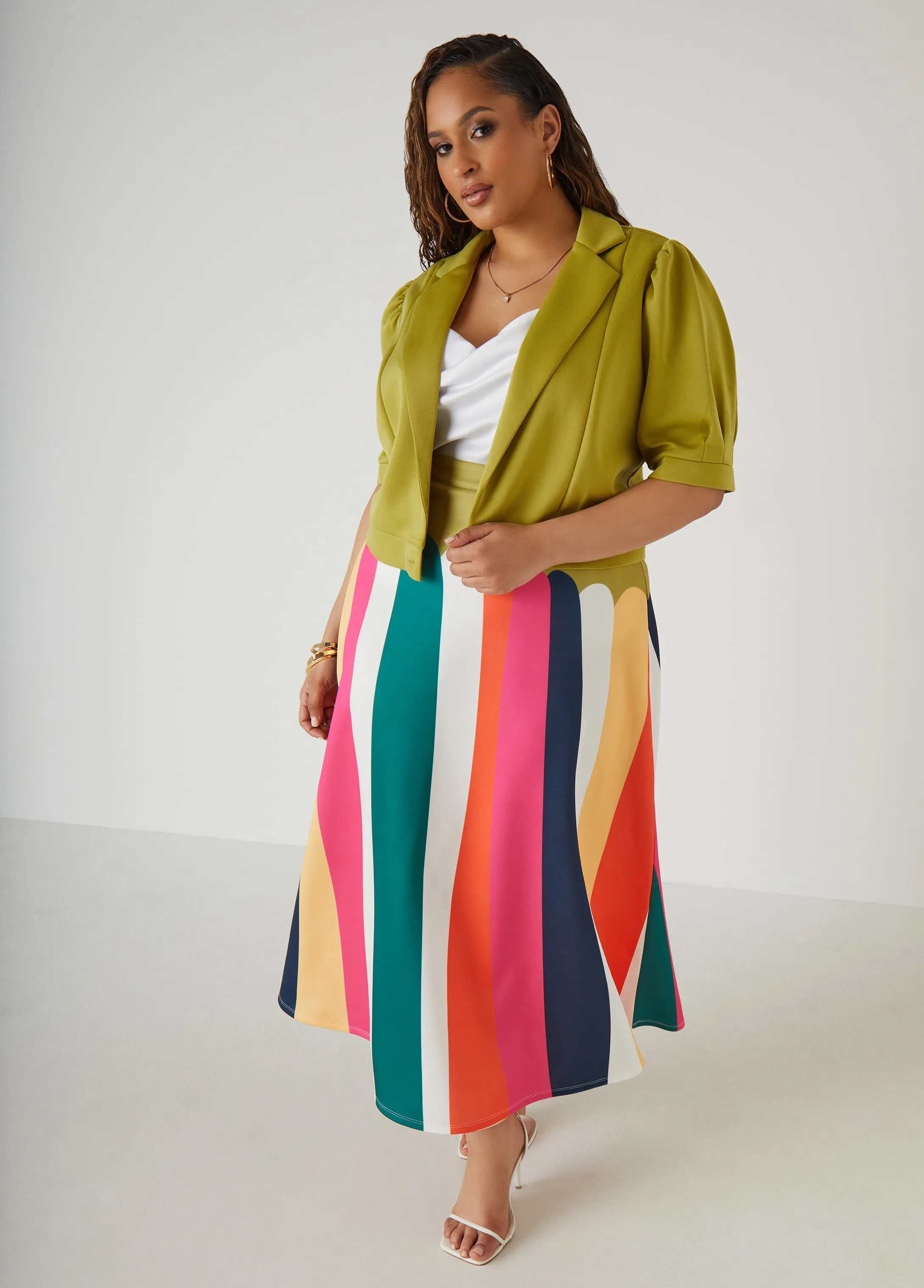 Striped Scuba Maxi Skirt sold by Ashley Stewart product image thumbnail 3