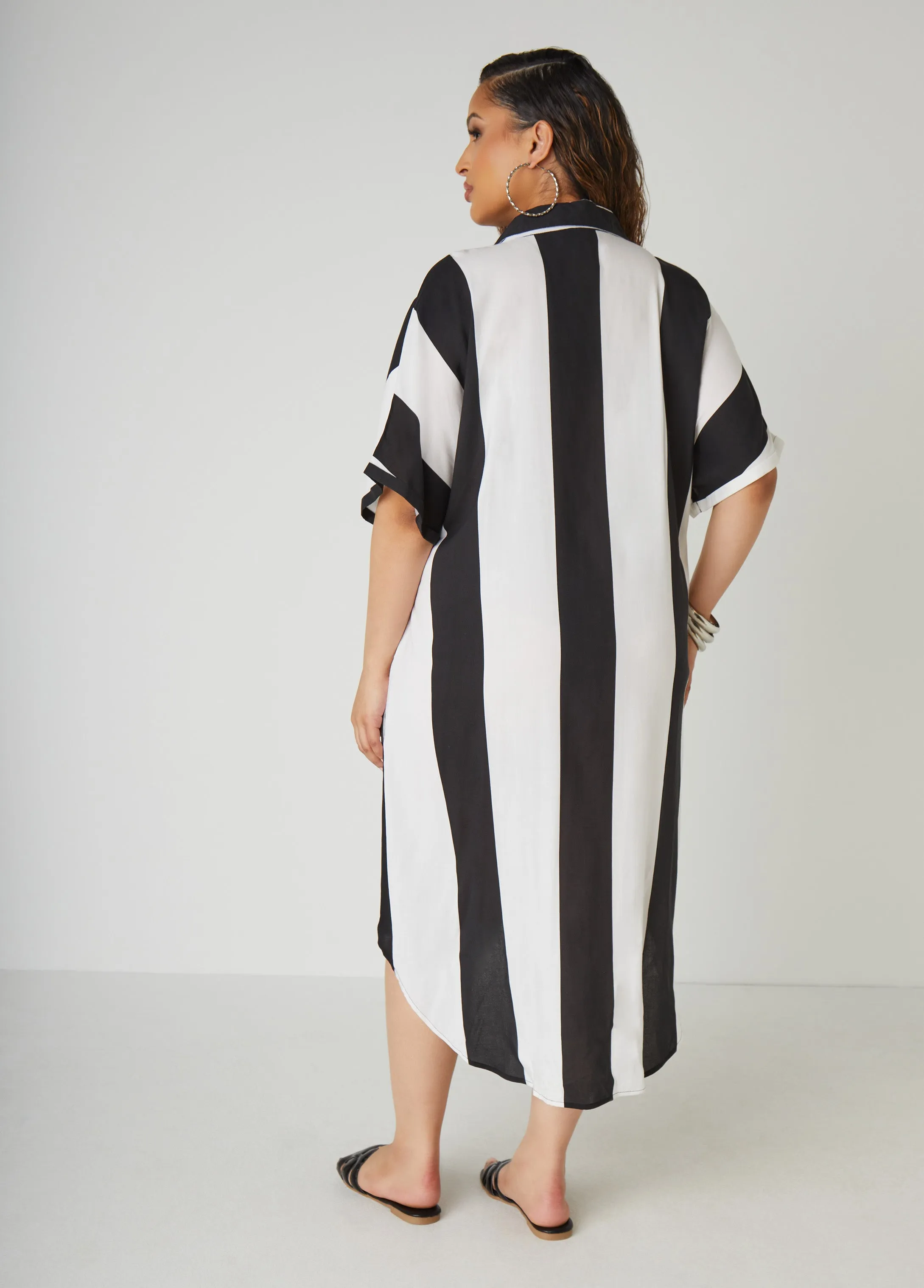 Striped Hi Low Shirtdress sold by Ashley Stewart product image thumbnail 2