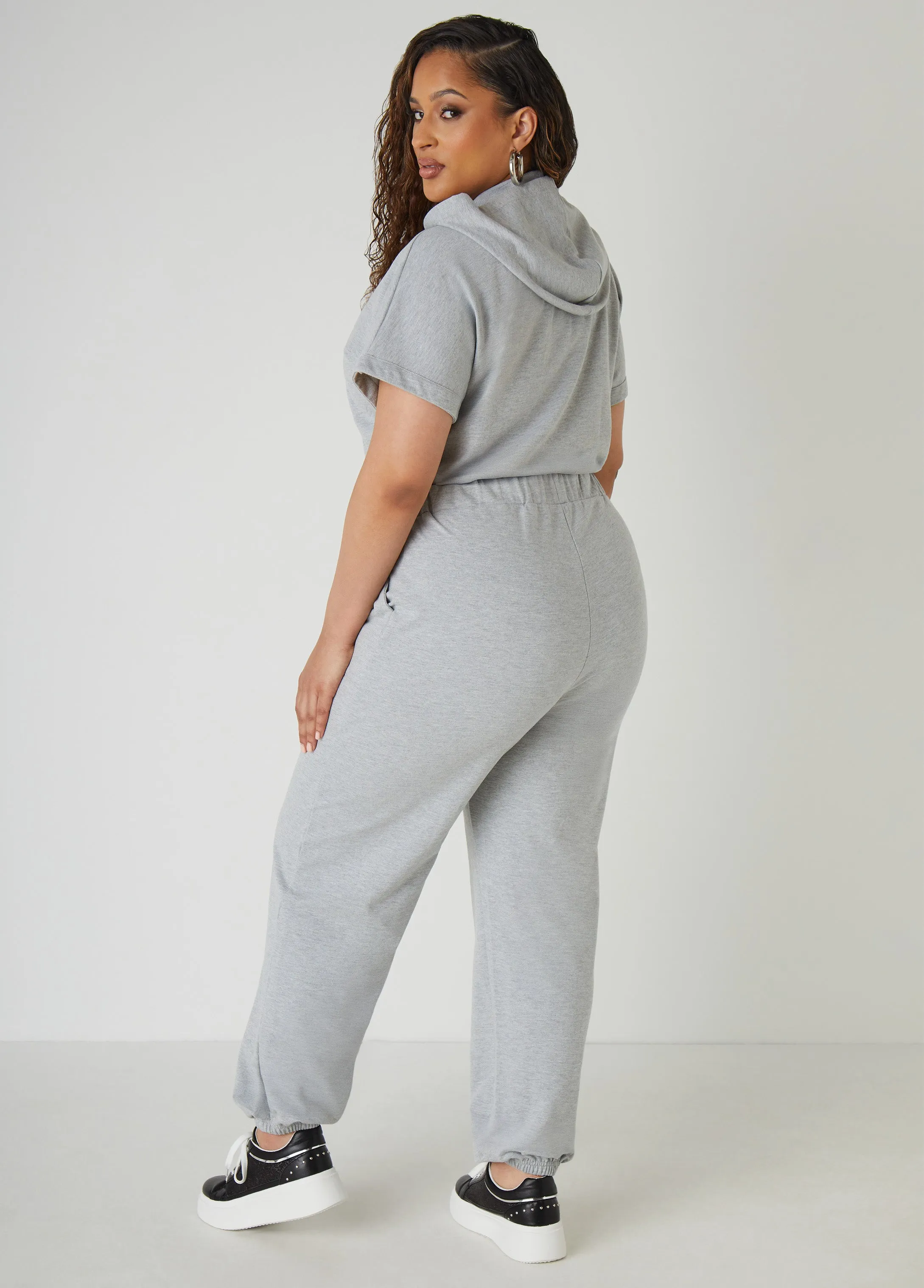 French Terry Joggers Jumpsuit sold by Ashley Stewart product image thumbnail 2