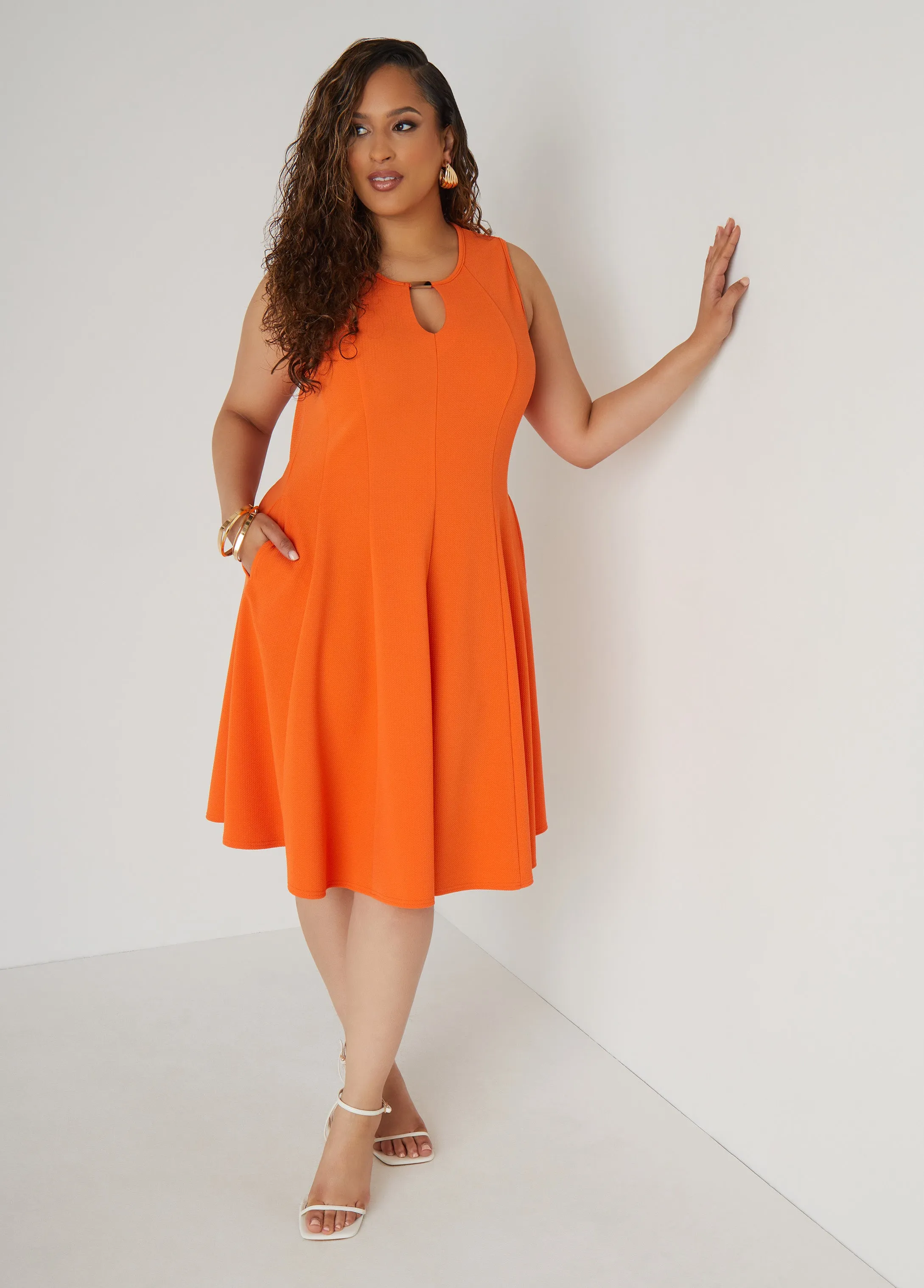 Textured Knit A Line Dress sold by Ashley Stewart product image thumbnail 3
