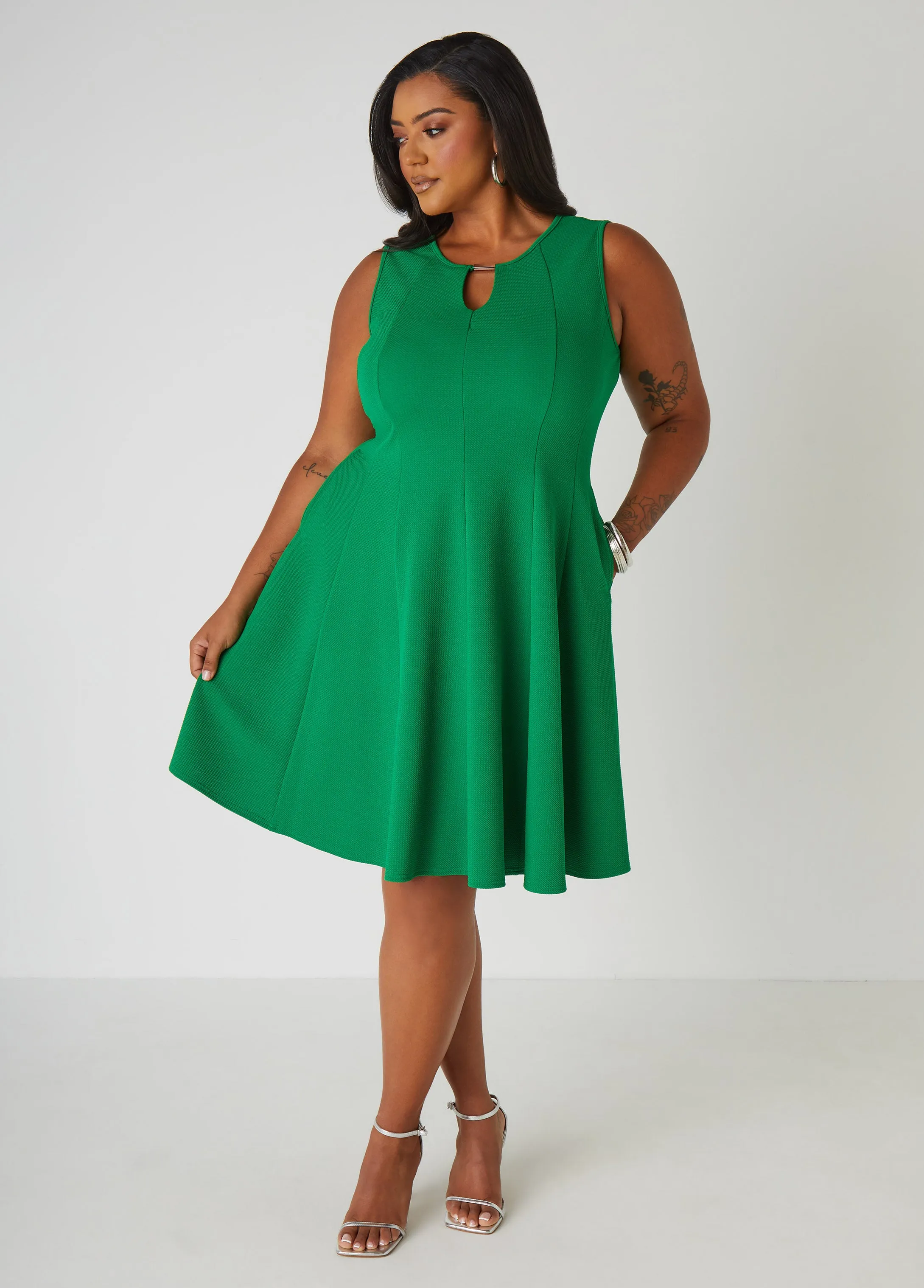 Textured Knit A Line Dress sold by Ashley Stewart product image thumbnail 5