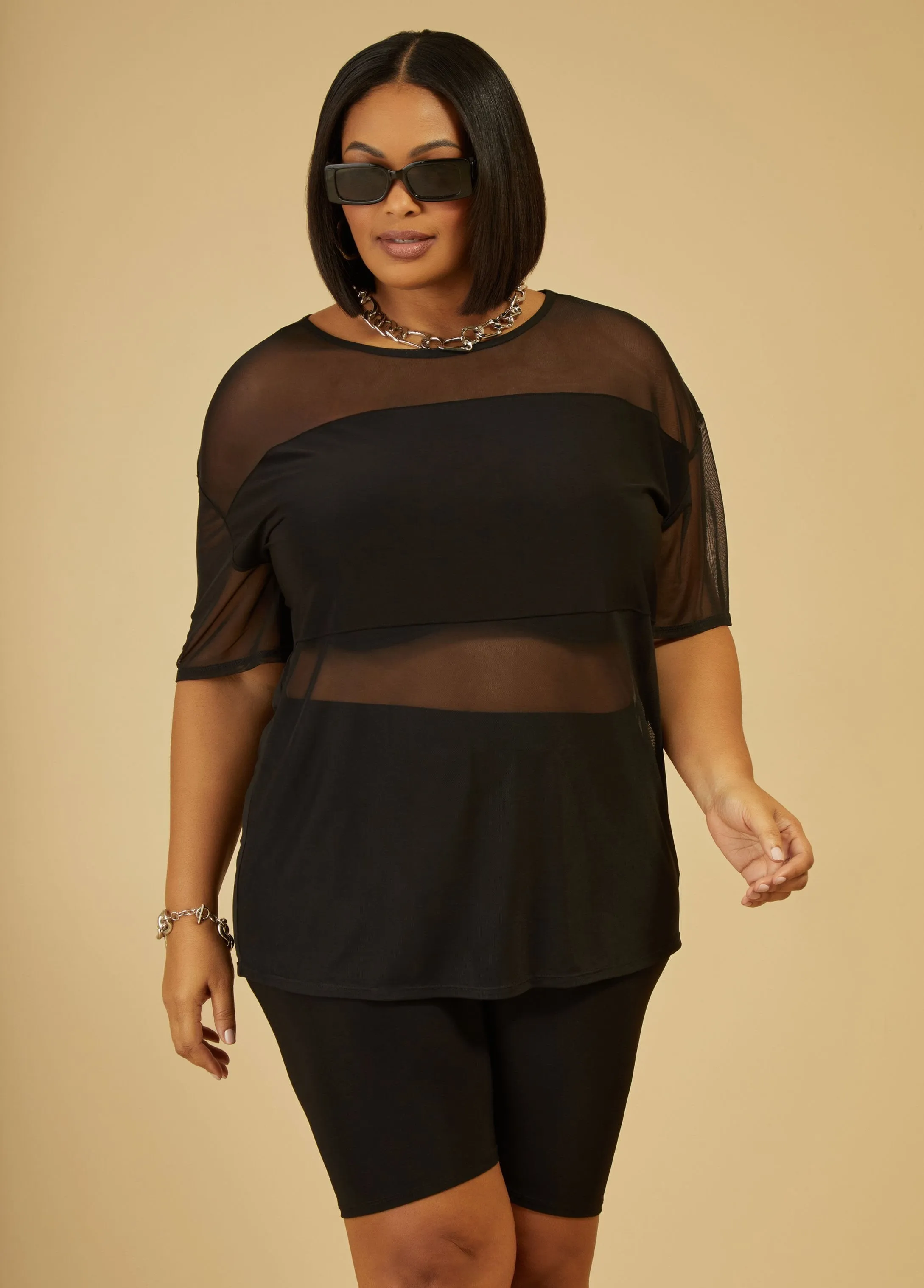 Stretch Knit Biker Shorts sold by Ashley Stewart