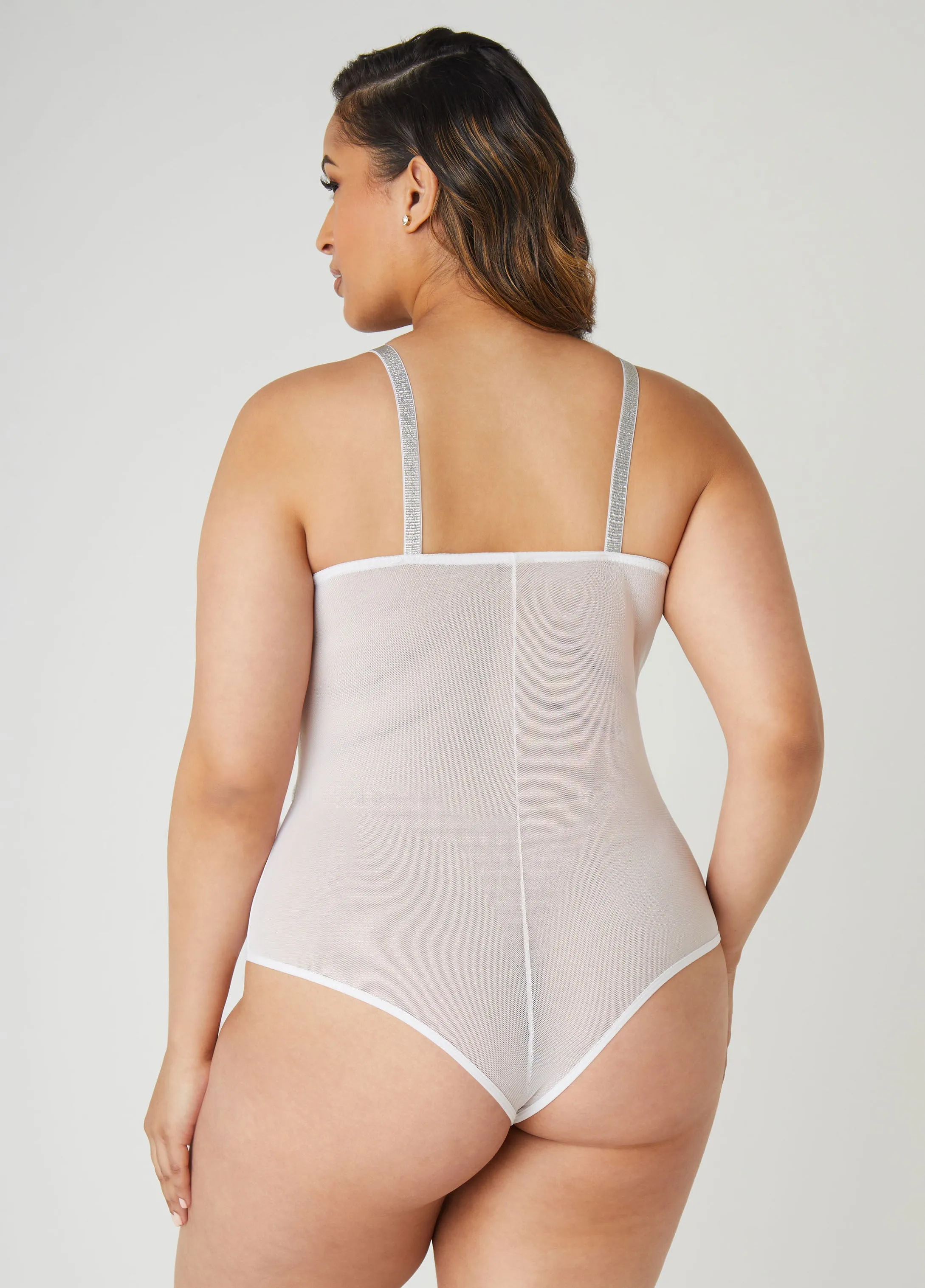 Lace And Mesh Caged Bodysuit sold by Ashley Stewart product image thumbnail 2