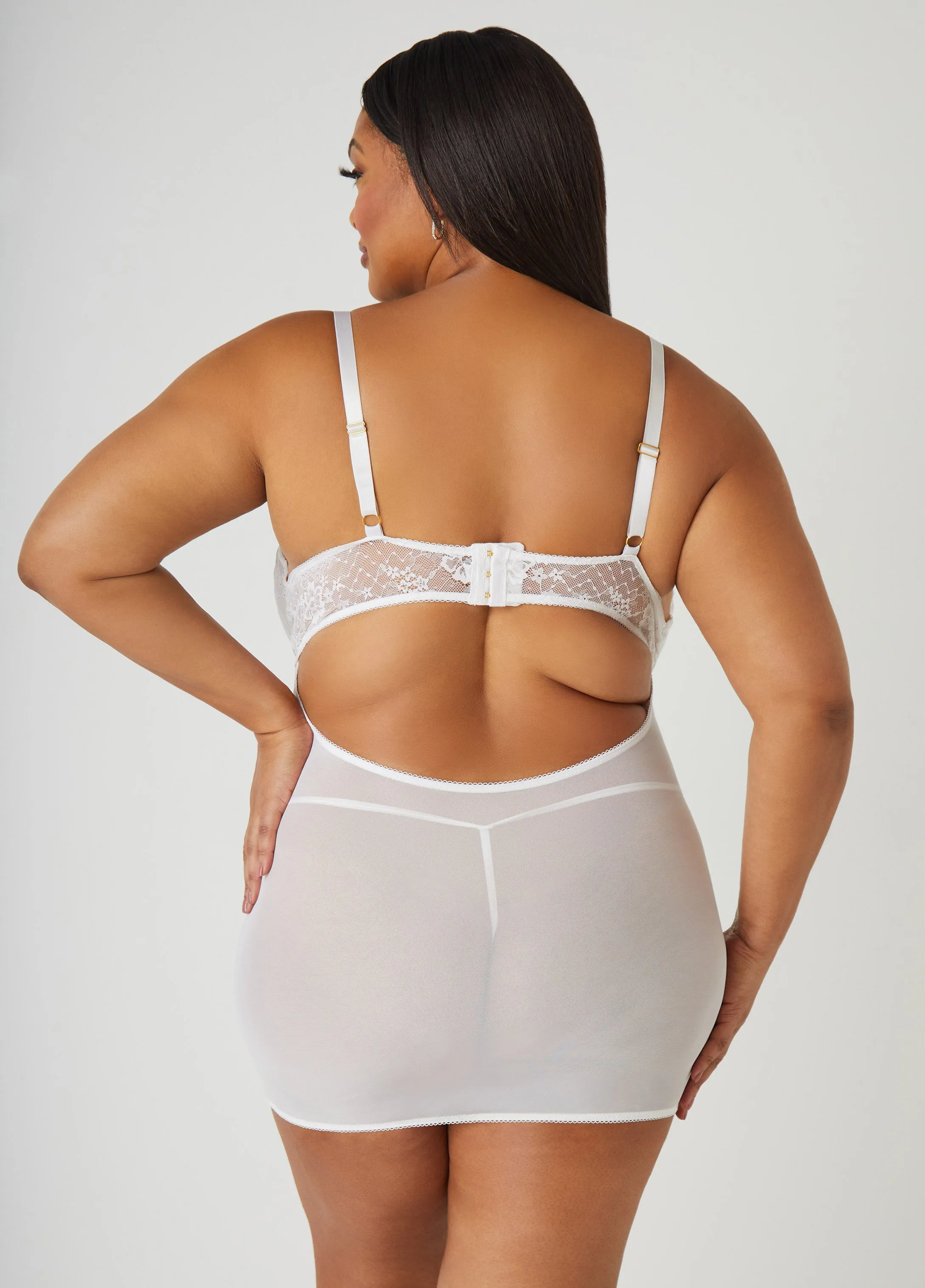 Eyelet Paneled Lace Chemise Set sold by Ashley Stewart product image thumbnail 2