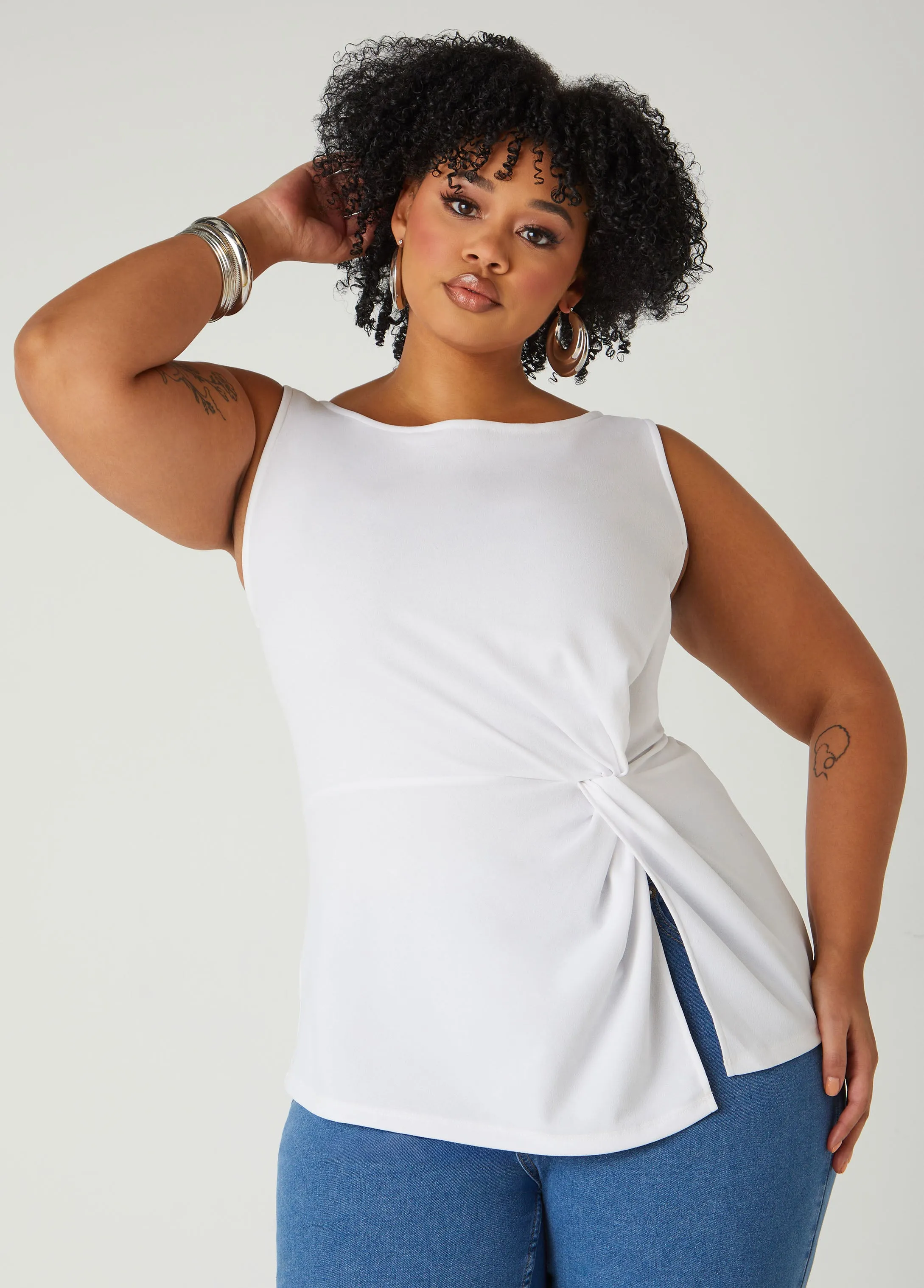 Knotted Split Front Top sold by Ashley Stewart product image thumbnail 5