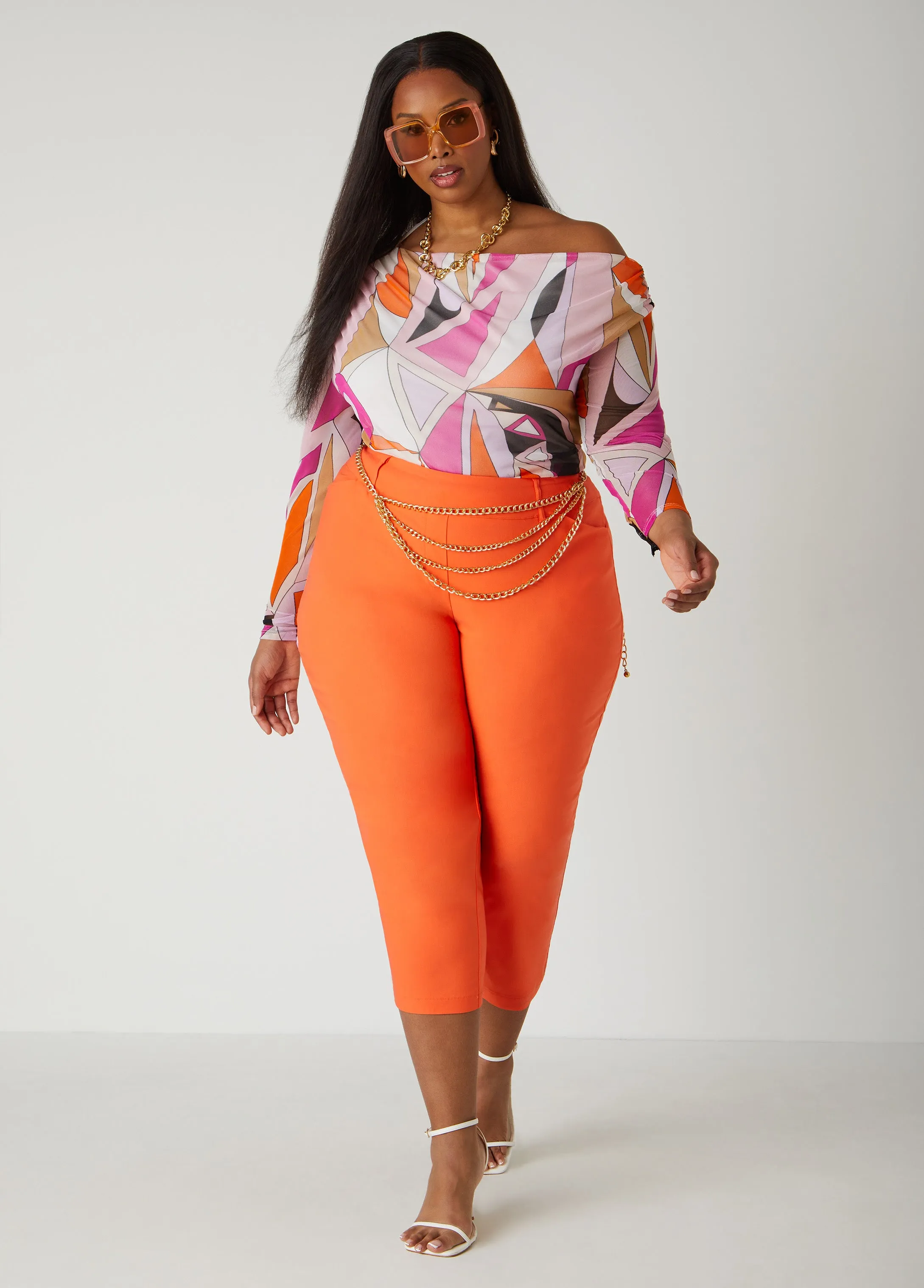 Off The Shoulder Abstract Mesh Top sold by Ashley Stewart product image thumbnail 3