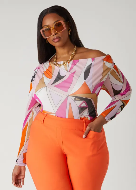 Off The Shoulder Abstract Mesh Top sold by Ashley Stewart