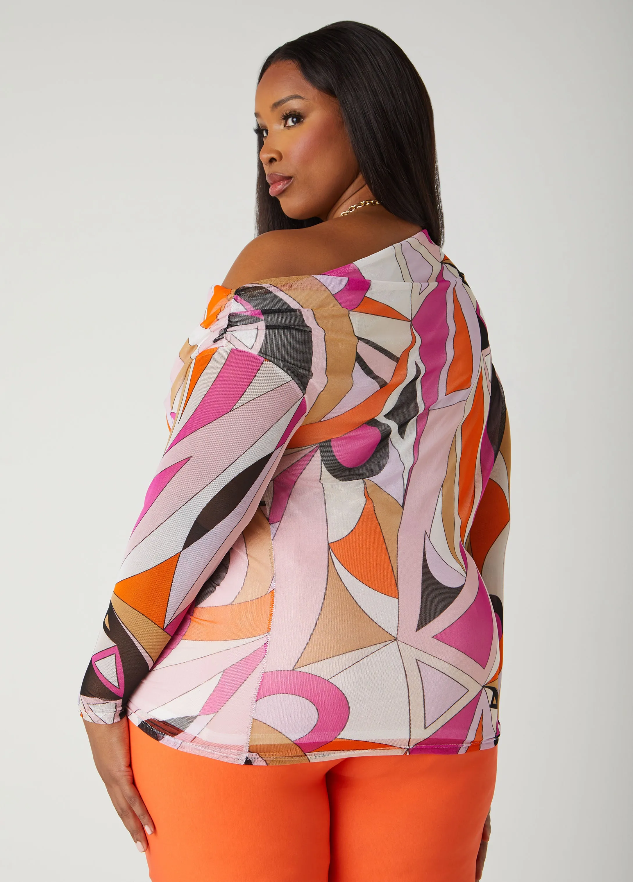 Off The Shoulder Abstract Mesh Top sold by Ashley Stewart product image thumbnail 2