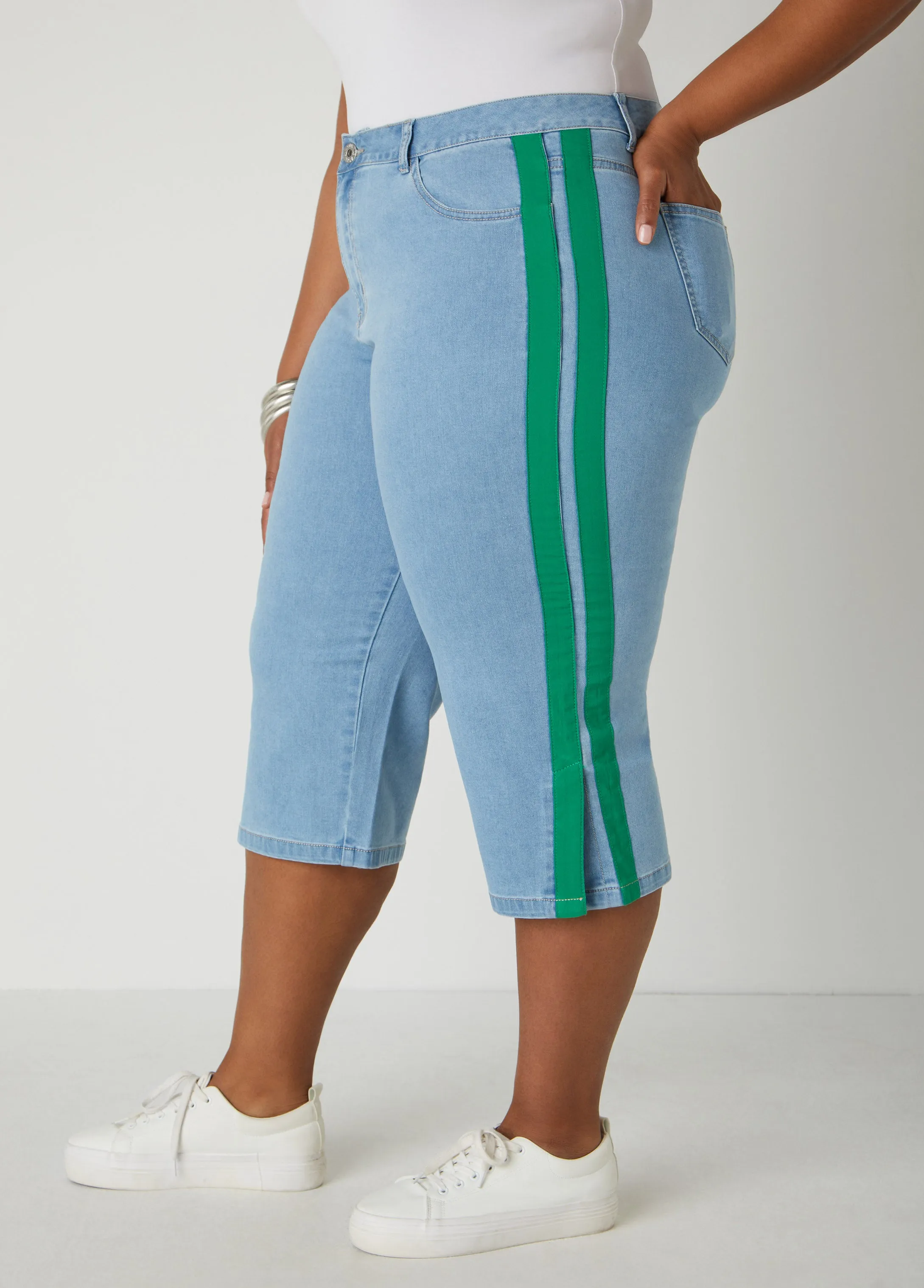 Striped Denim Capris sold by Ashley Stewart product image thumbnail 3