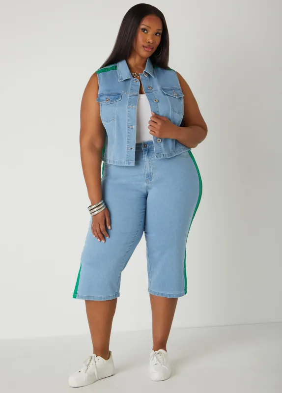 Striped Denim Capris sold by Ashley Stewart