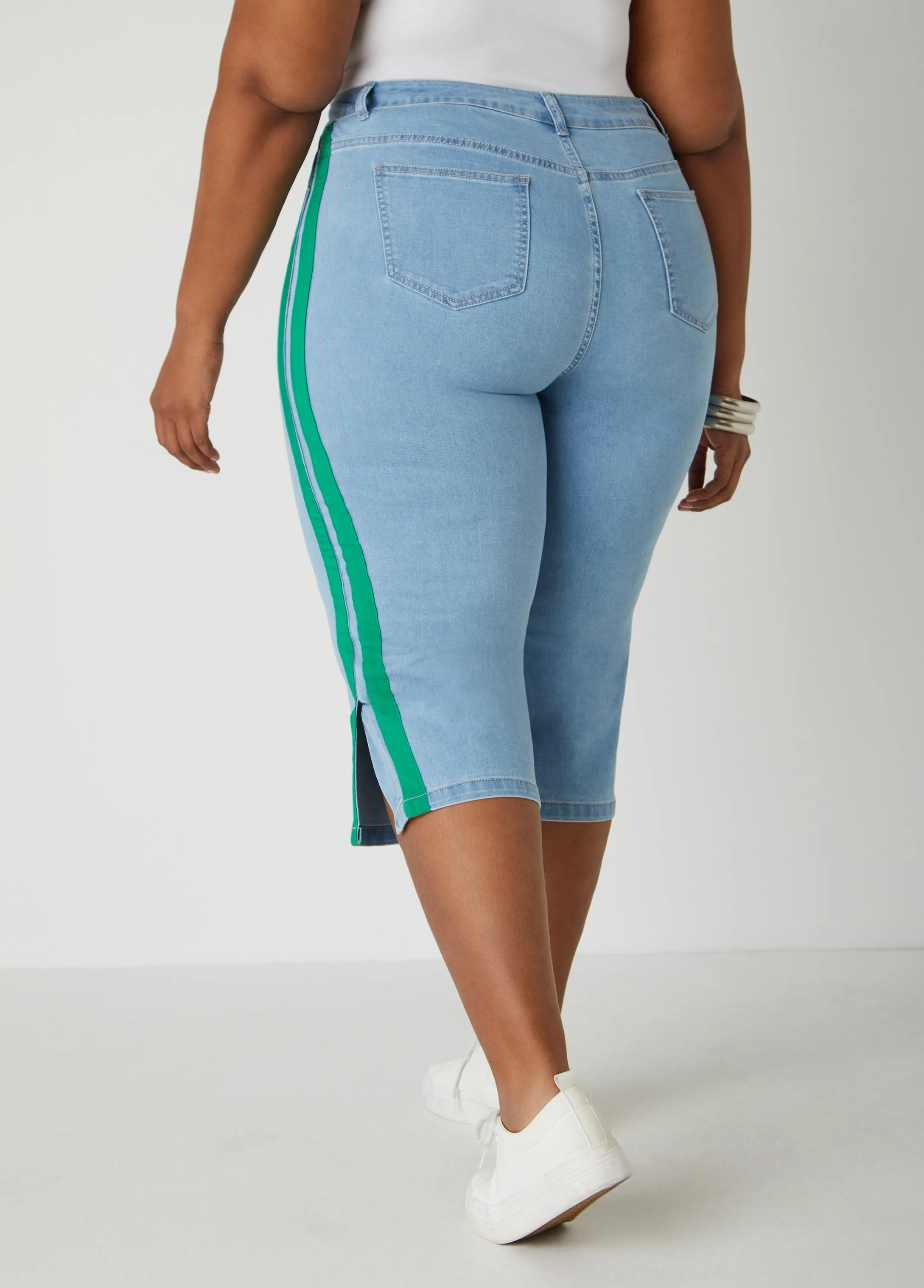 Striped Denim Capris sold by Ashley Stewart product image thumbnail 2