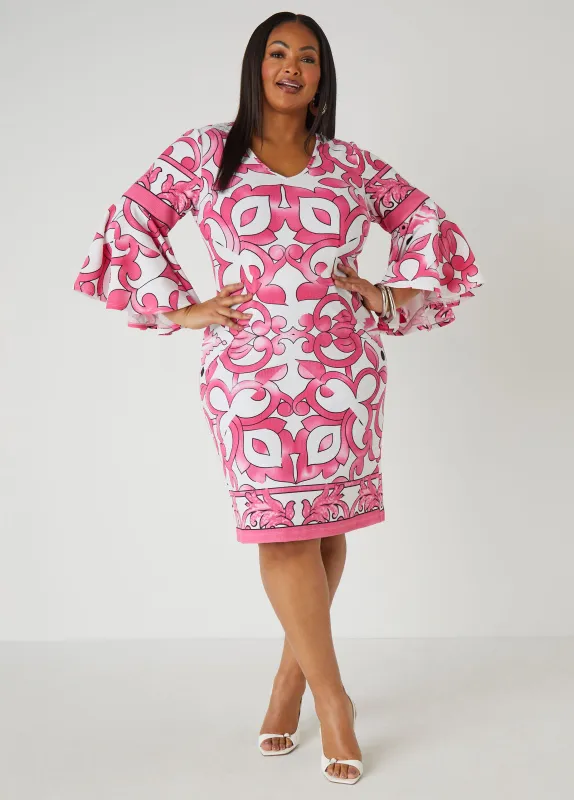 Printed Textured Knit Sheath Dress sold by Ashley Stewart