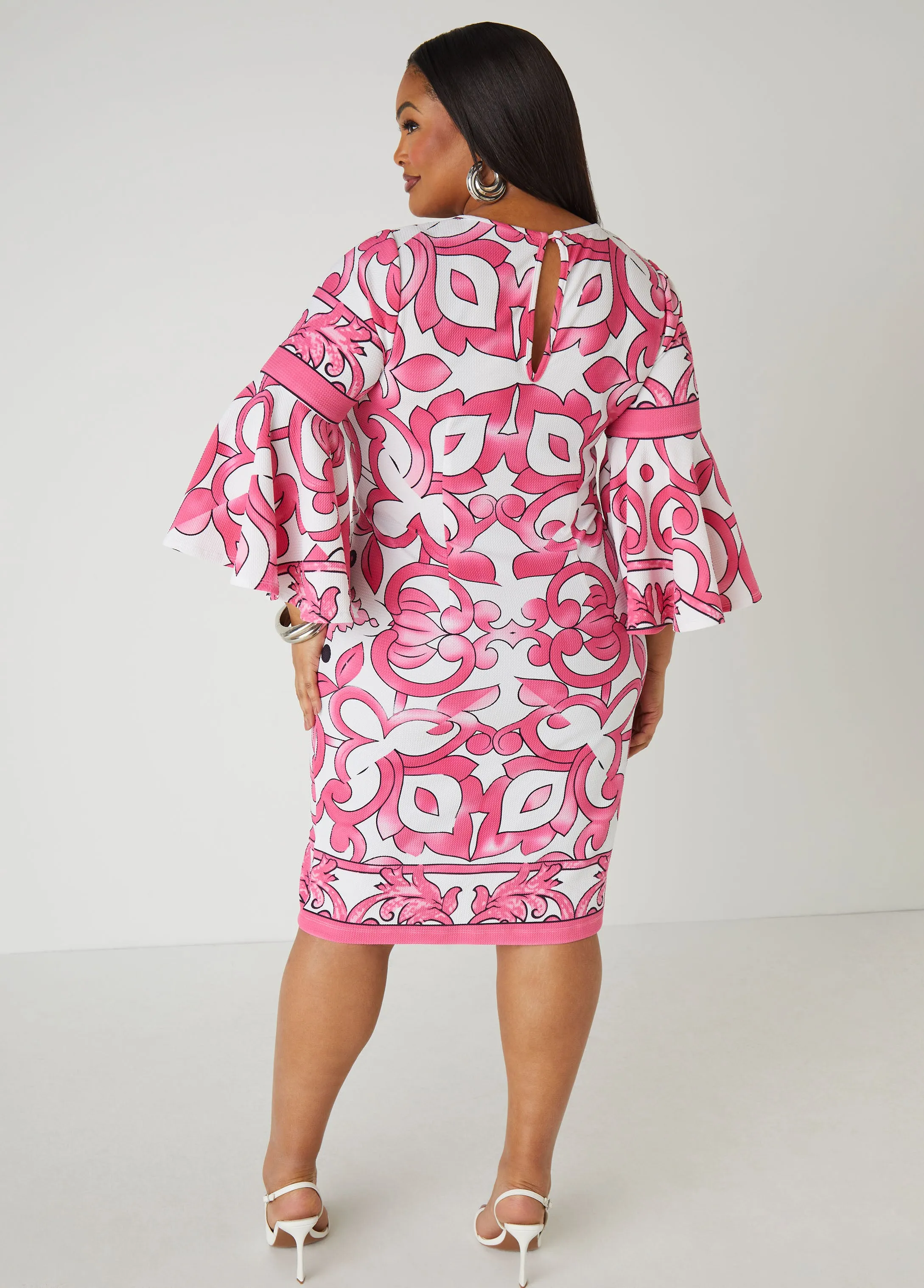 Printed Textured Knit Sheath Dress sold by Ashley Stewart product image thumbnail 2