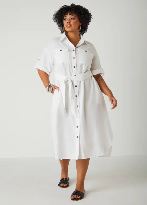 Linen Blend Shirtdress sold by Ashley Stewart