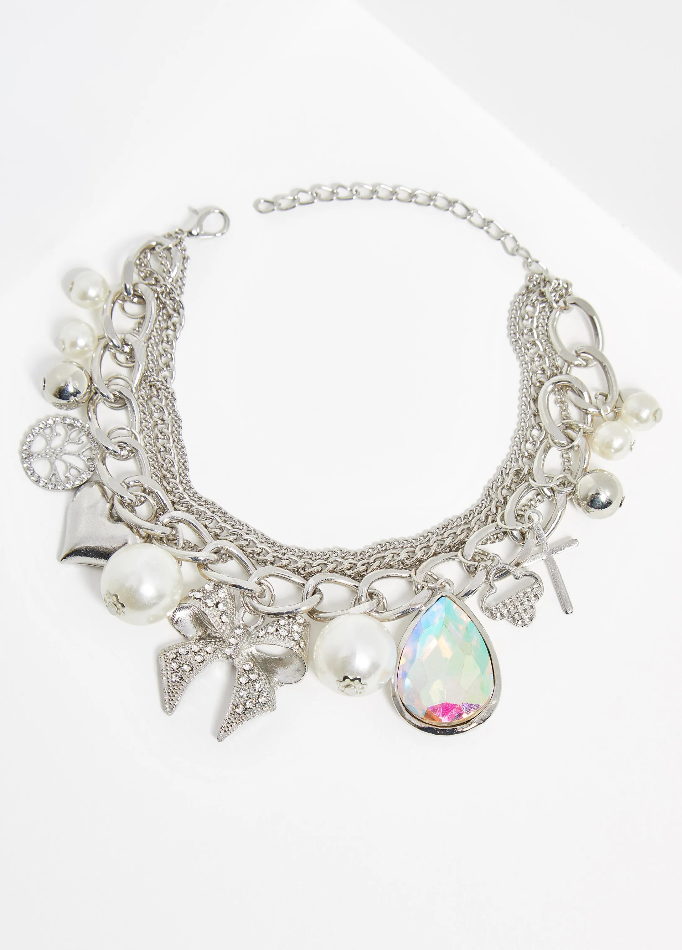 Layered Silver Tone Charm Bracelet sold by Ashley Stewart product image thumbnail 2