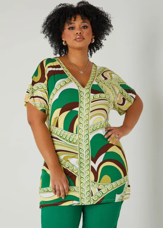 Scarf Print Knit Top sold by Ashley Stewart