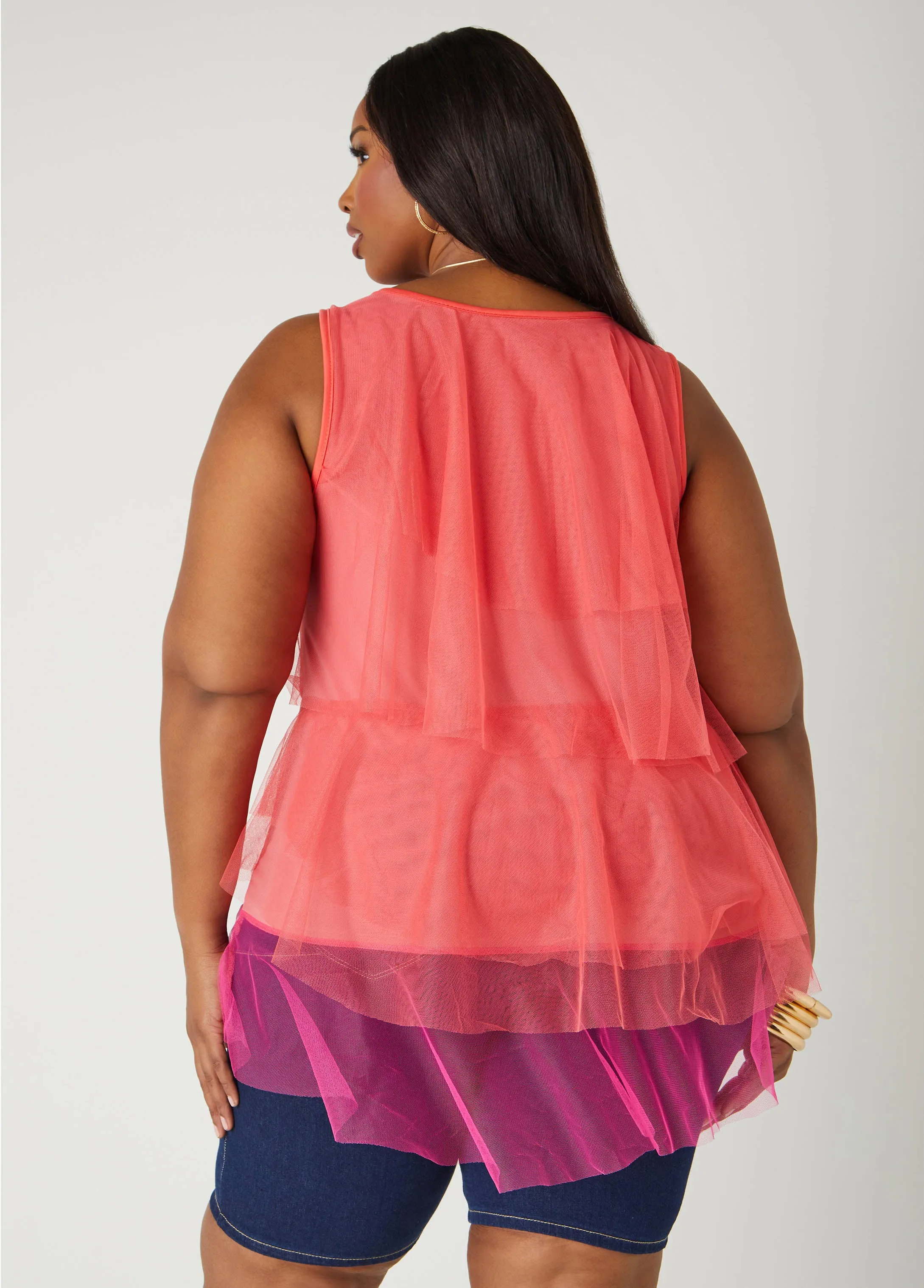 Two Tone Tiered Tulle Top sold by Ashley Stewart product image thumbnail 2