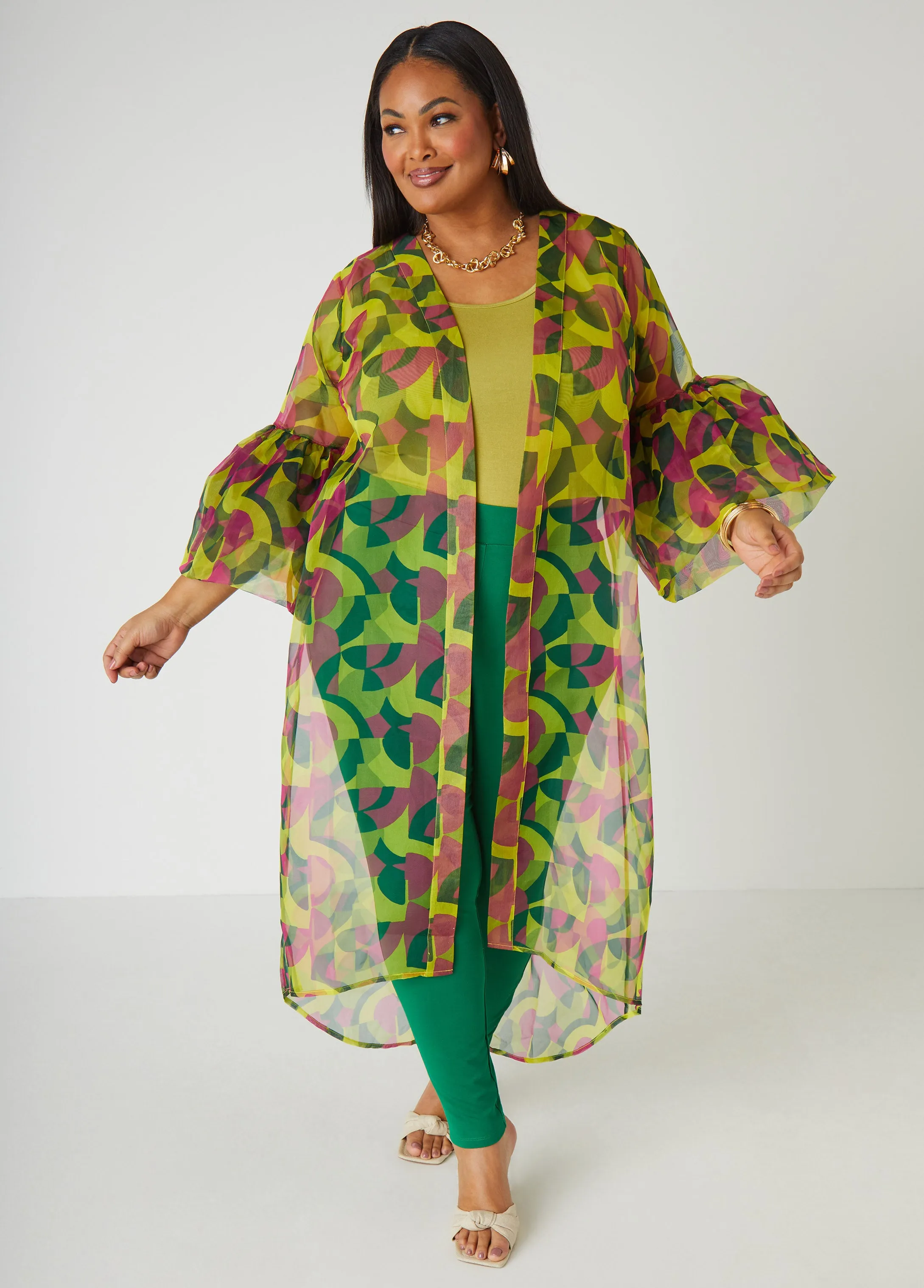 Geo Print Organza Duster sold by Ashley Stewart product image thumbnail 3