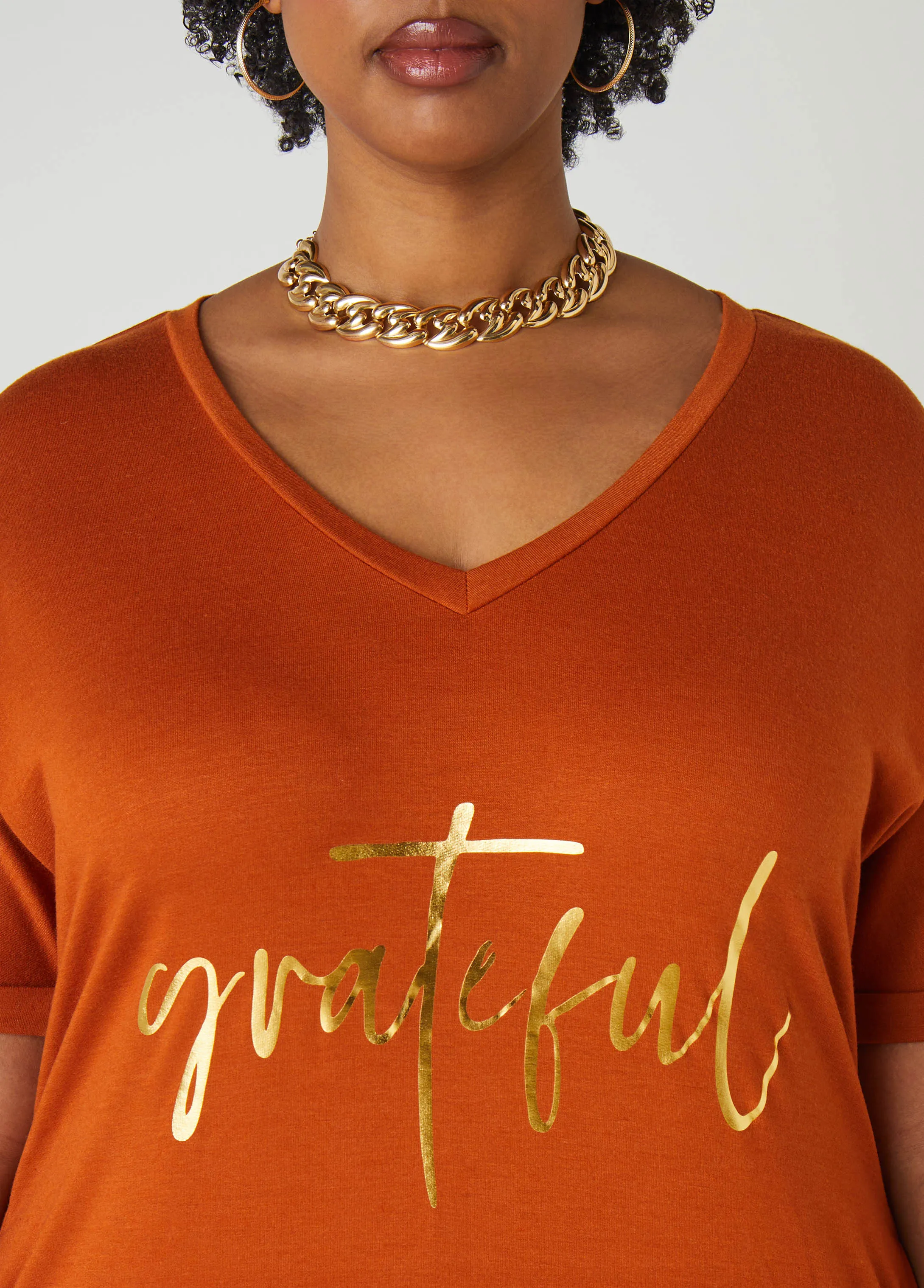 Metallic Graphic T Shirt Dress sold by Ashley Stewart product image thumbnail 4