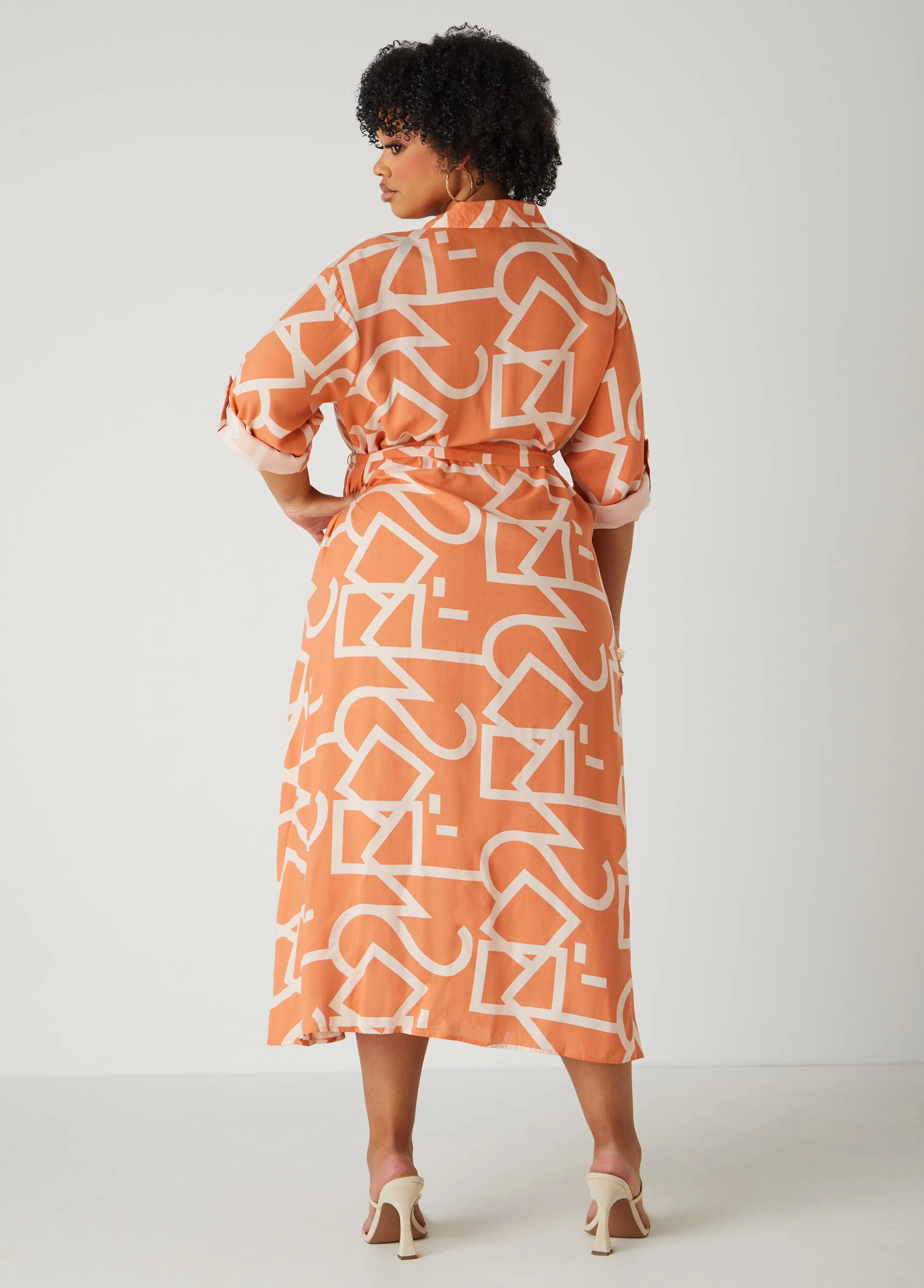 Belted Printed Shirtdress sold by Ashley Stewart product image thumbnail 2