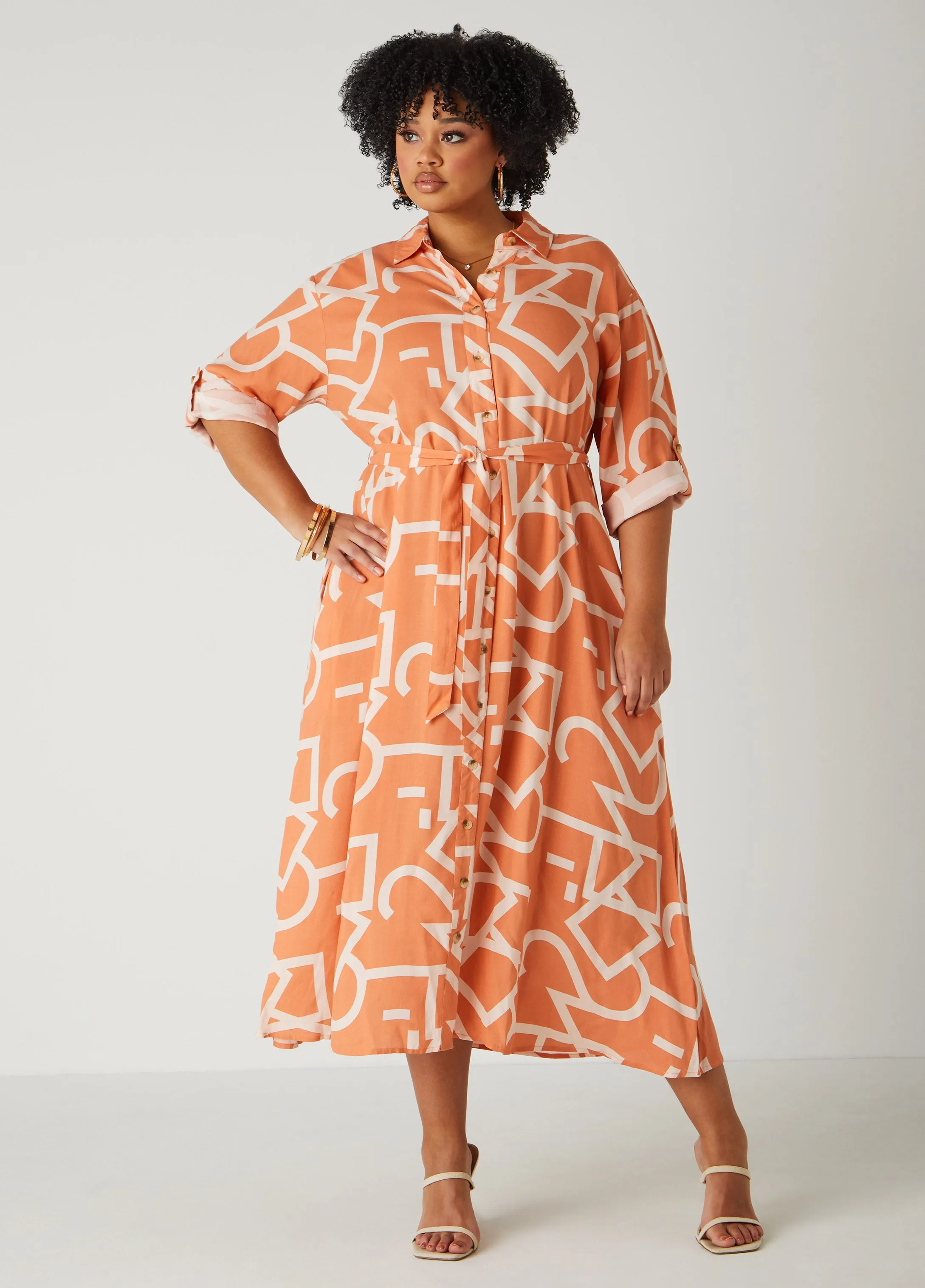 Belted Printed Shirtdress sold by Ashley Stewart product image thumbnail 3