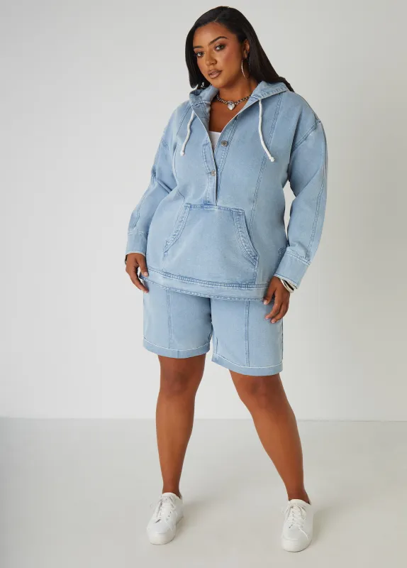 High Waist Denim Bermuda Shorts sold by Ashley Stewart
