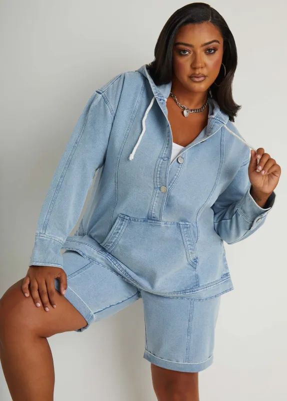Hooded Denim Pullover sold by Ashley Stewart