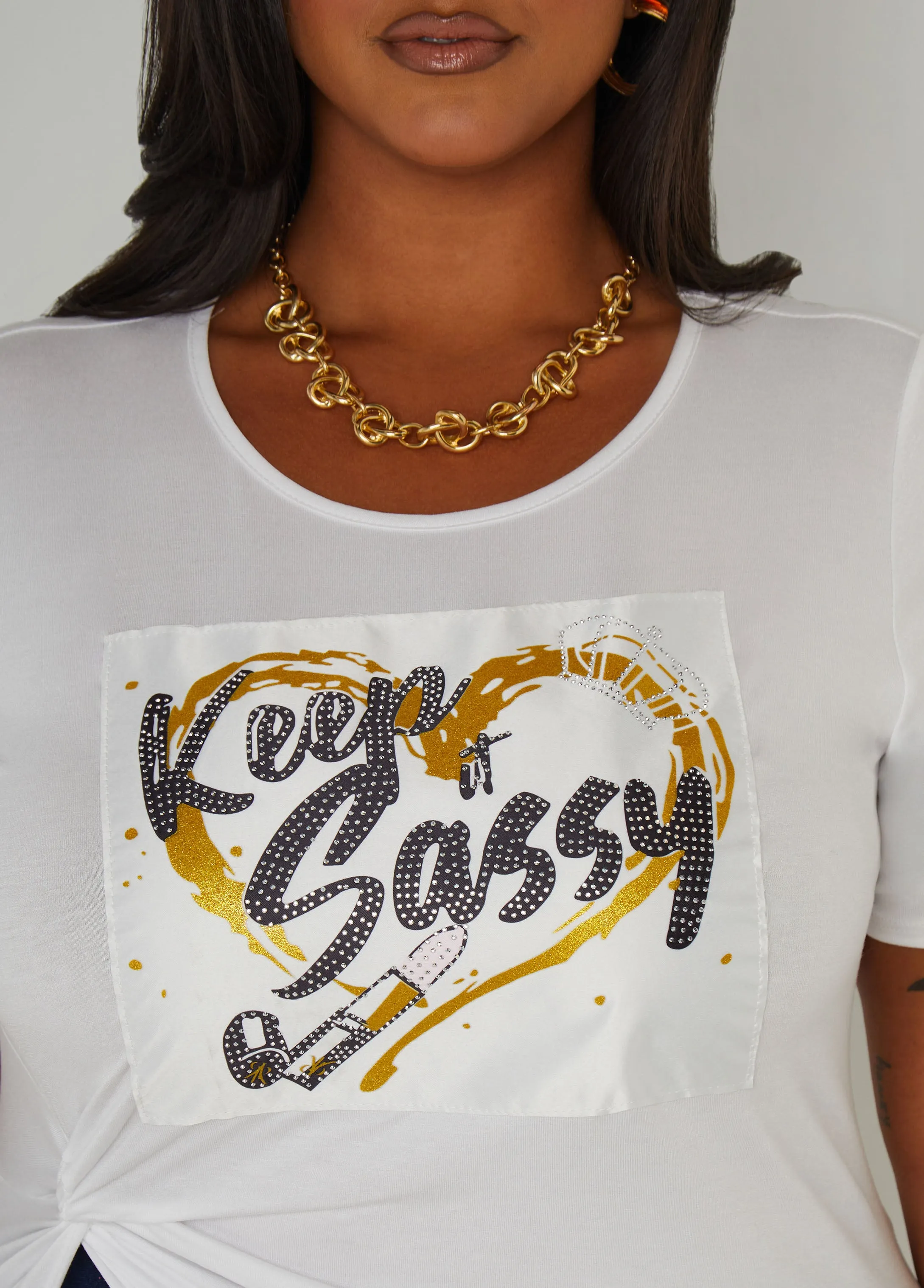 Sassy Embellished Graphic Top sold by Ashley Stewart product image thumbnail 4