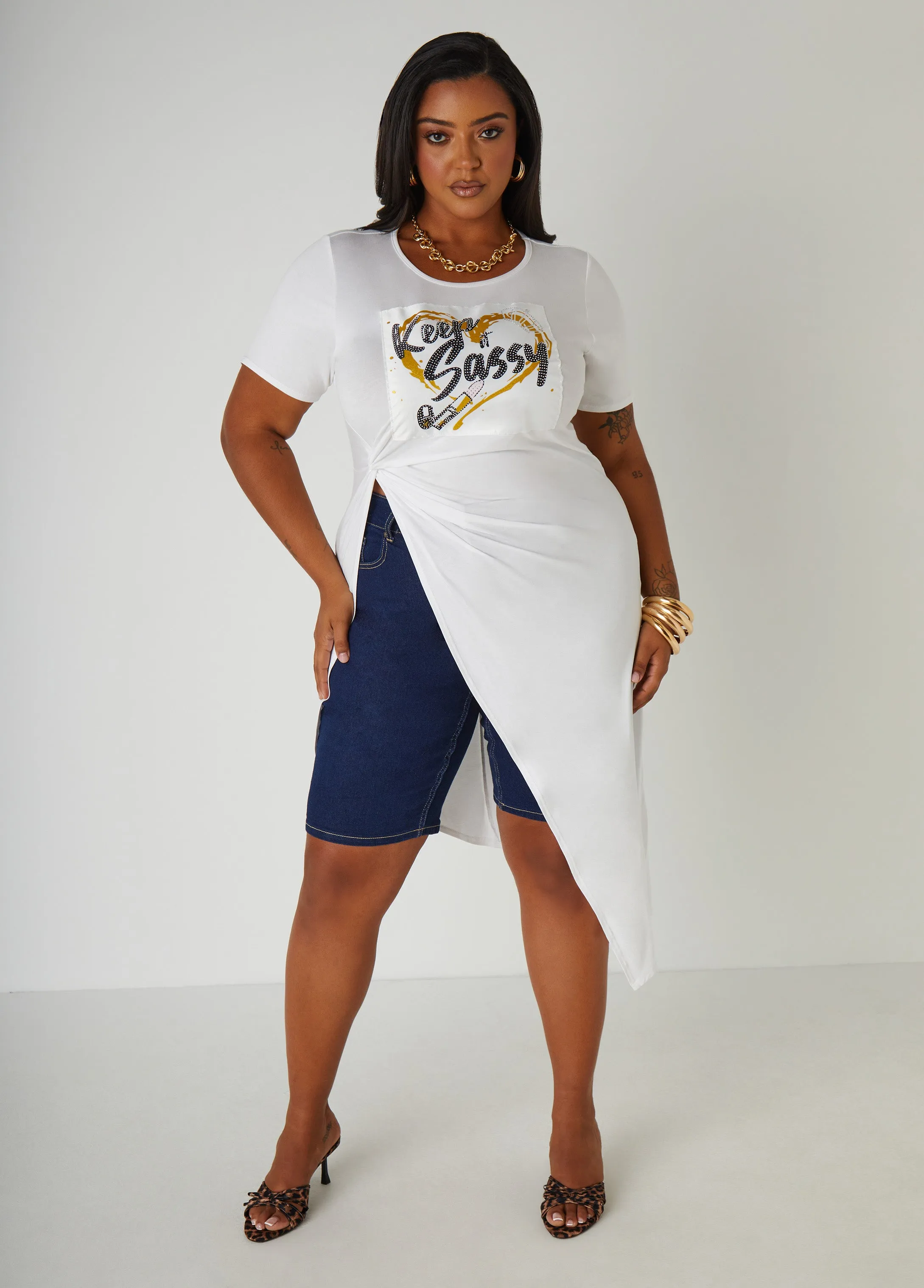 Sassy Embellished Graphic Top sold by Ashley Stewart product image thumbnail 3