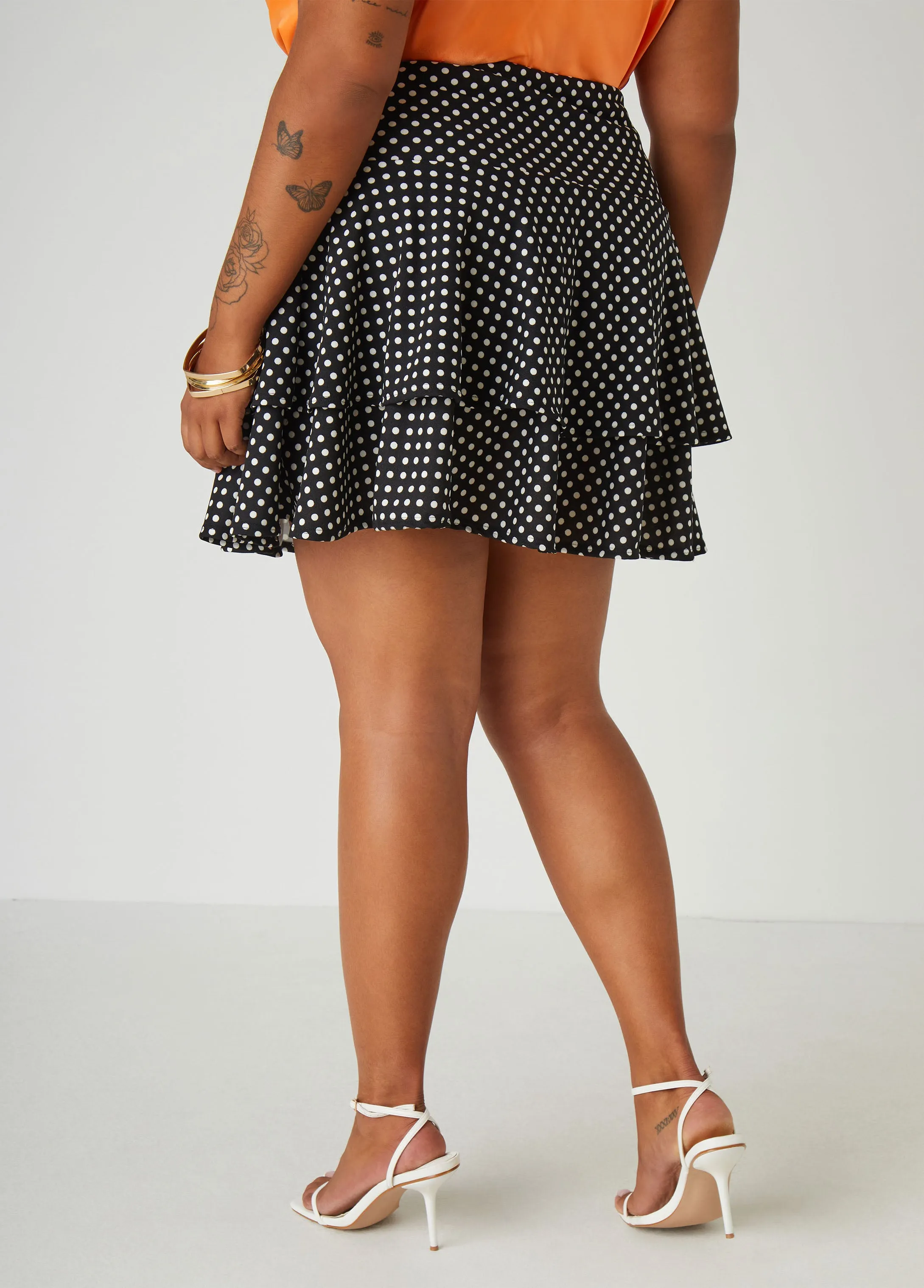 Tiered Polka Dot Mini Skirt sold by Ashley Stewart product image thumbnail 2