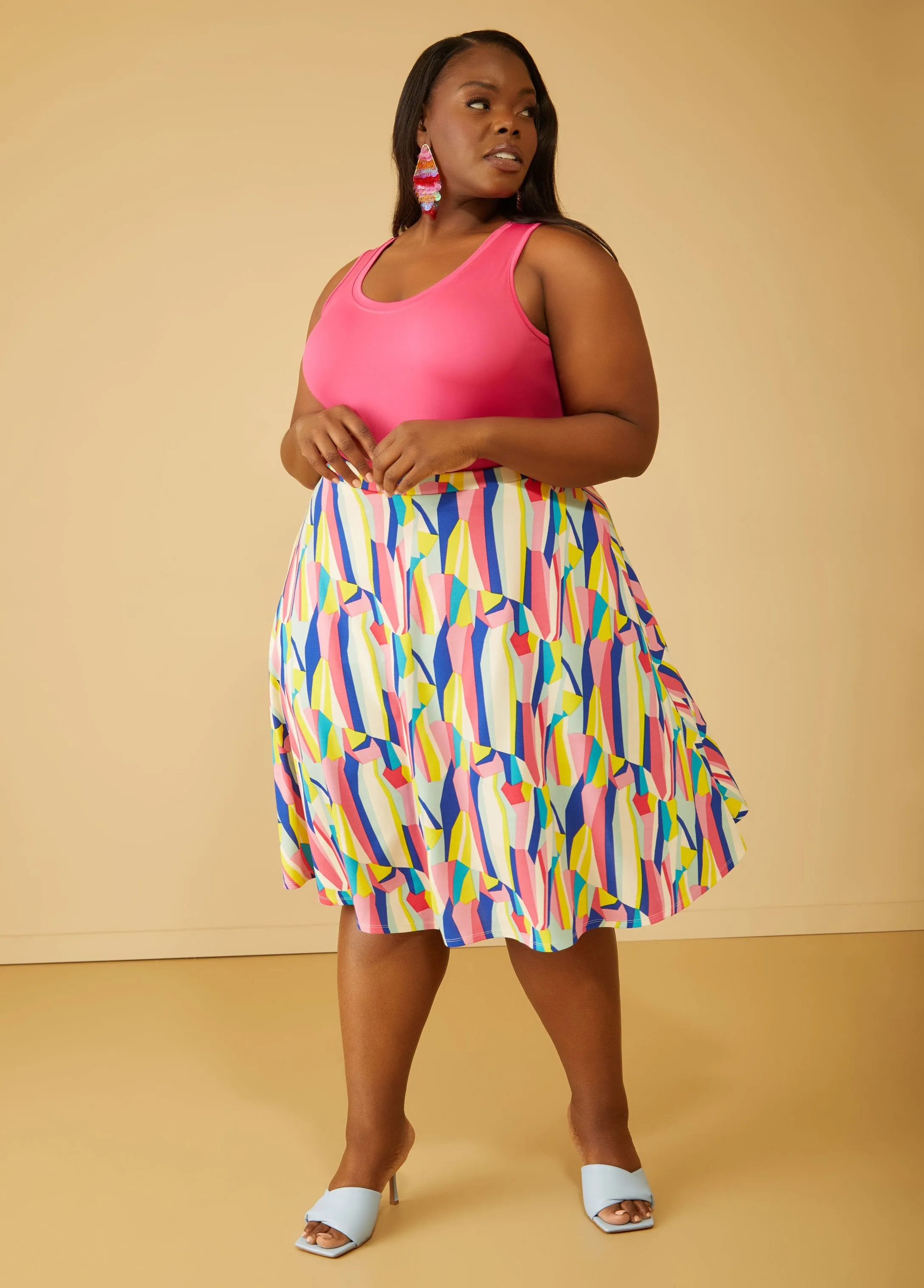 Geo Print Midi Skirt sold by Ashley Stewart product image thumbnail 3