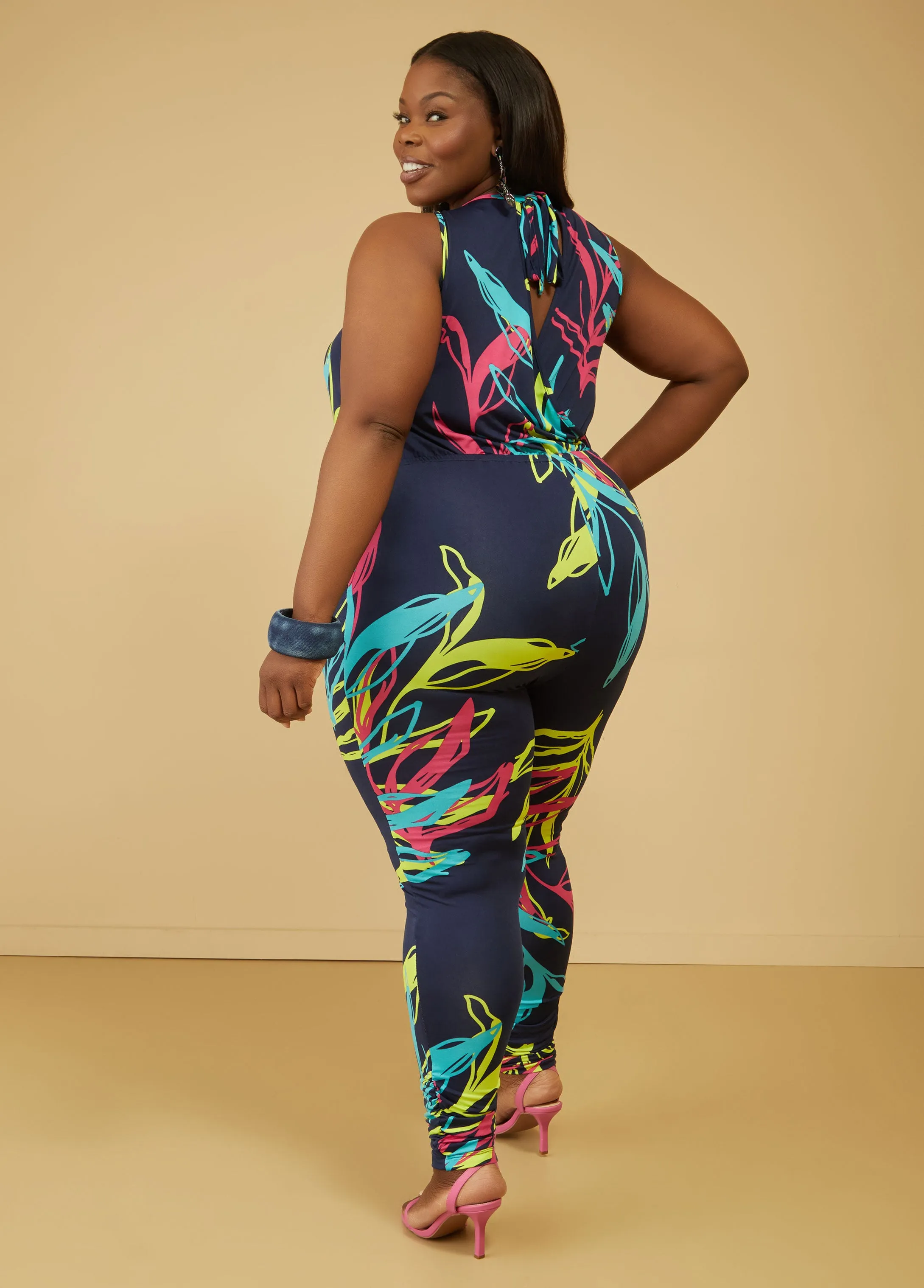Printed Ruched Joggers Jumpsuit sold by Ashley Stewart product image thumbnail 2