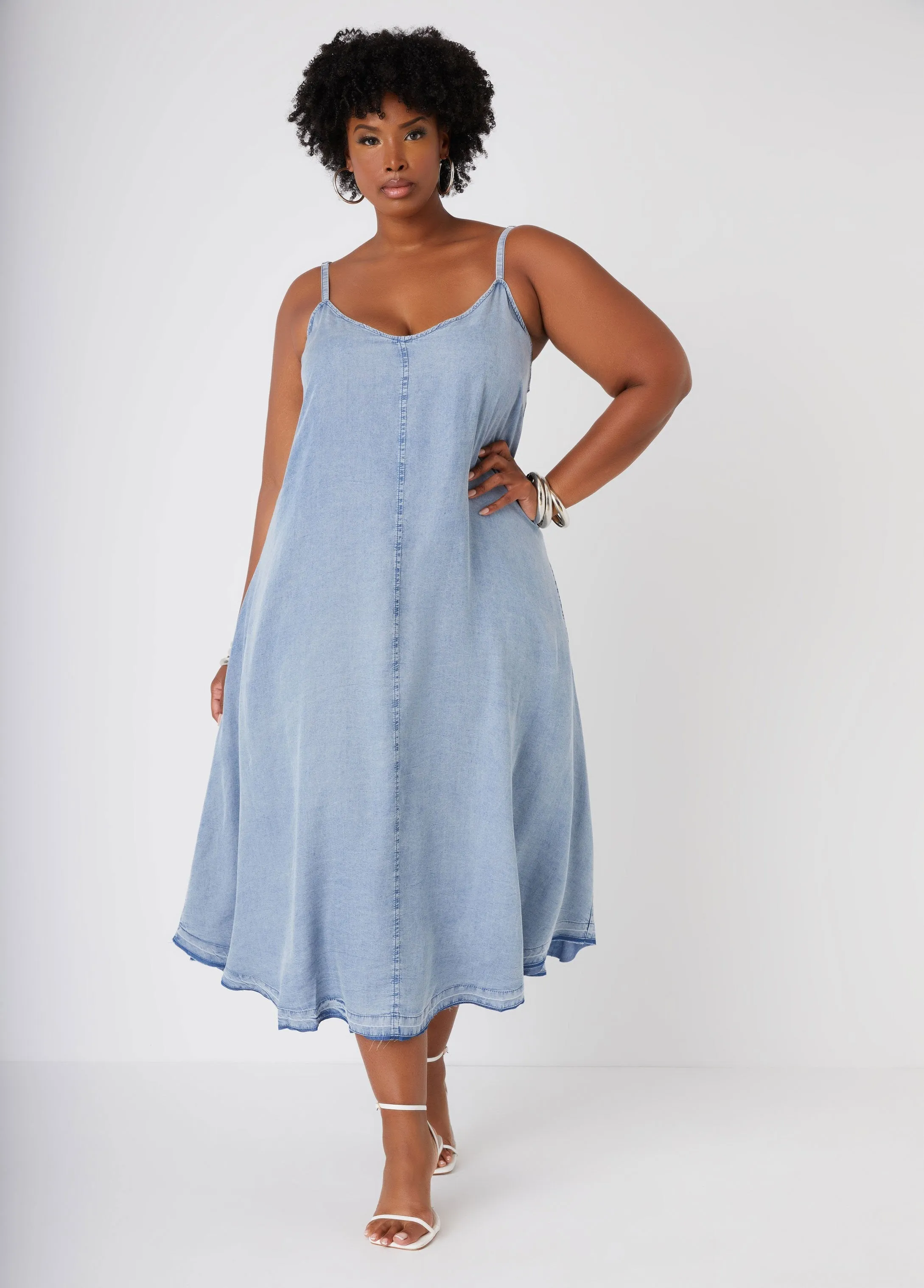 Chambray Midi Dress sold by Ashley Stewart product image thumbnail 3