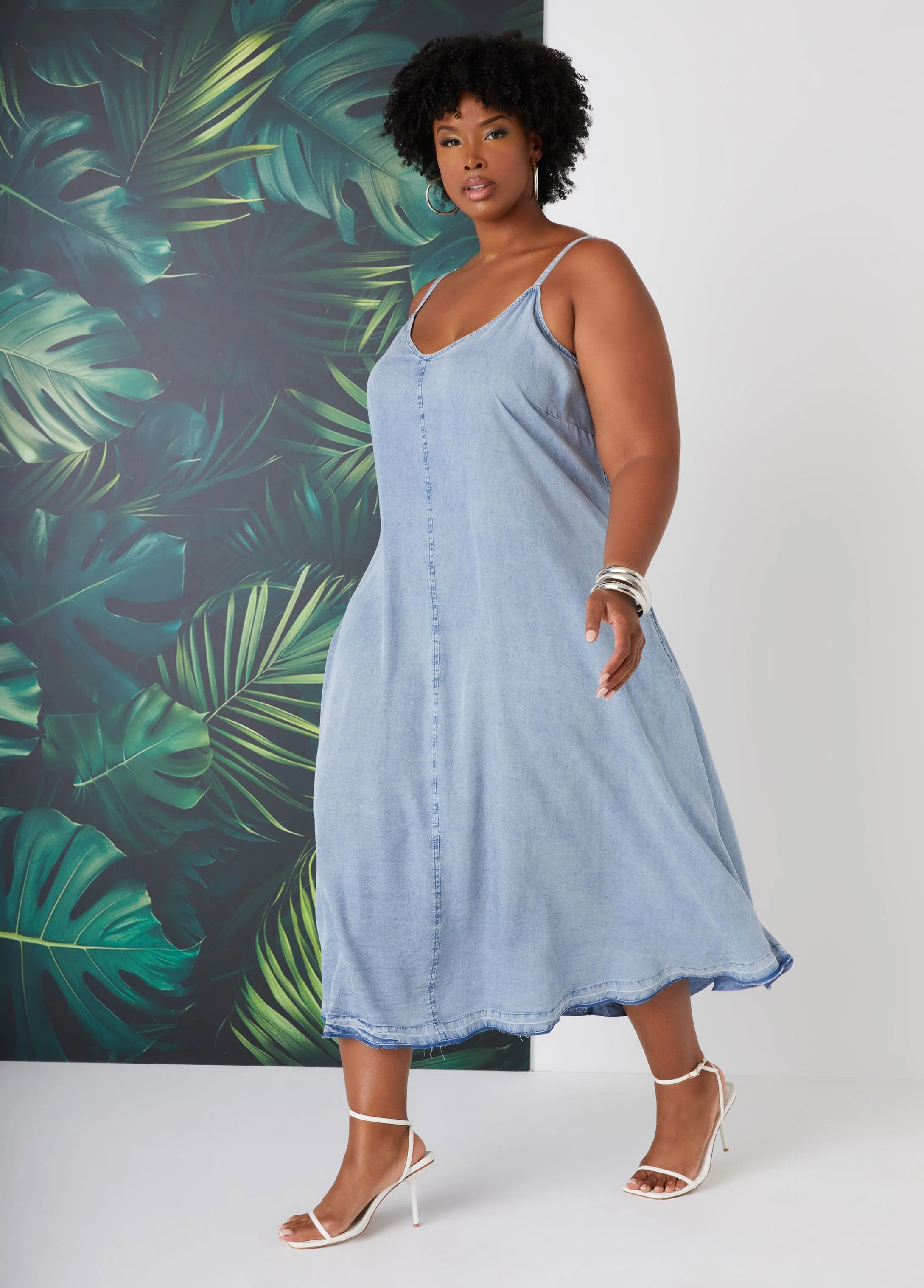 Chambray Midi Dress sold by Ashley Stewart product image thumbnail 4