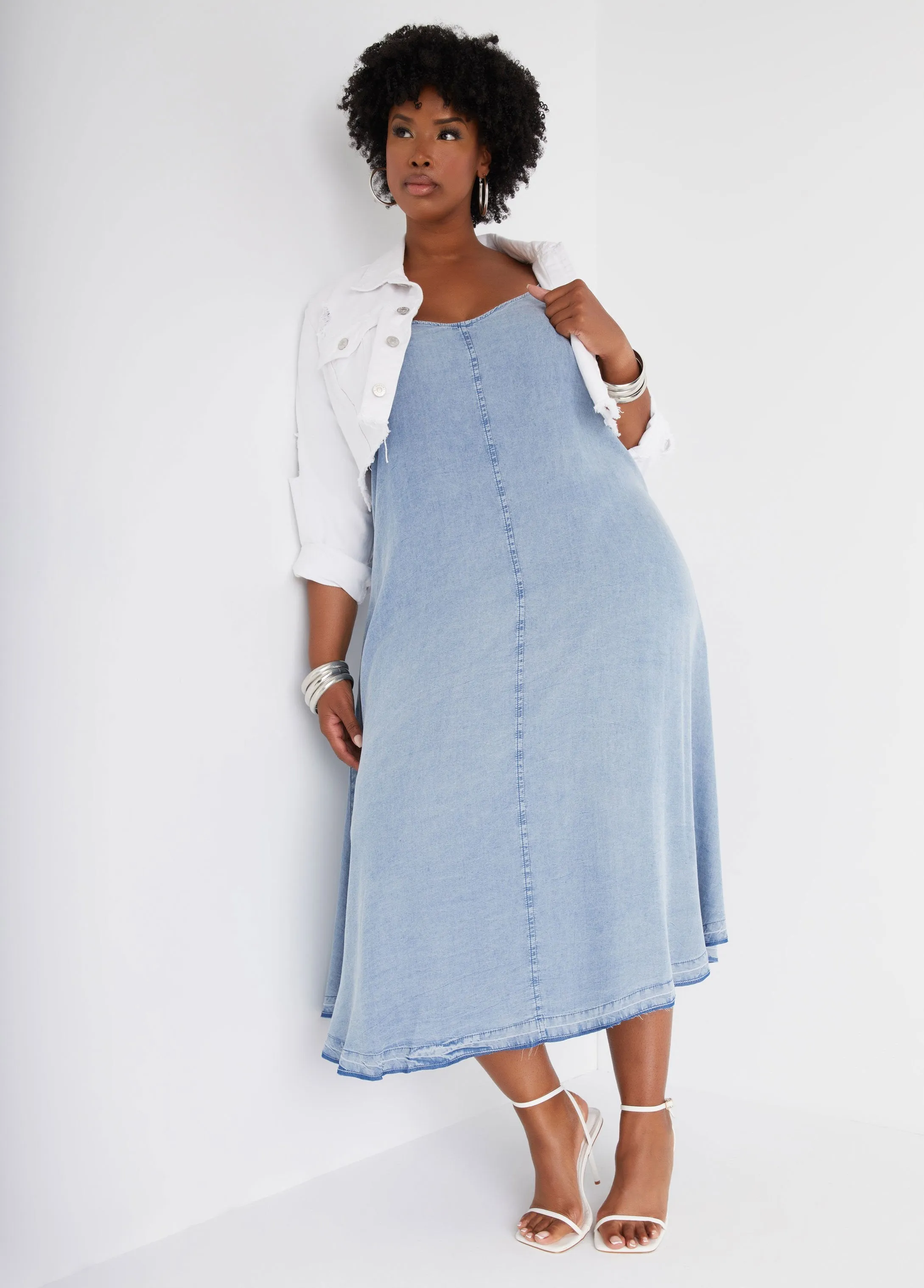 Chambray Midi Dress sold by Ashley Stewart product image thumbnail 5