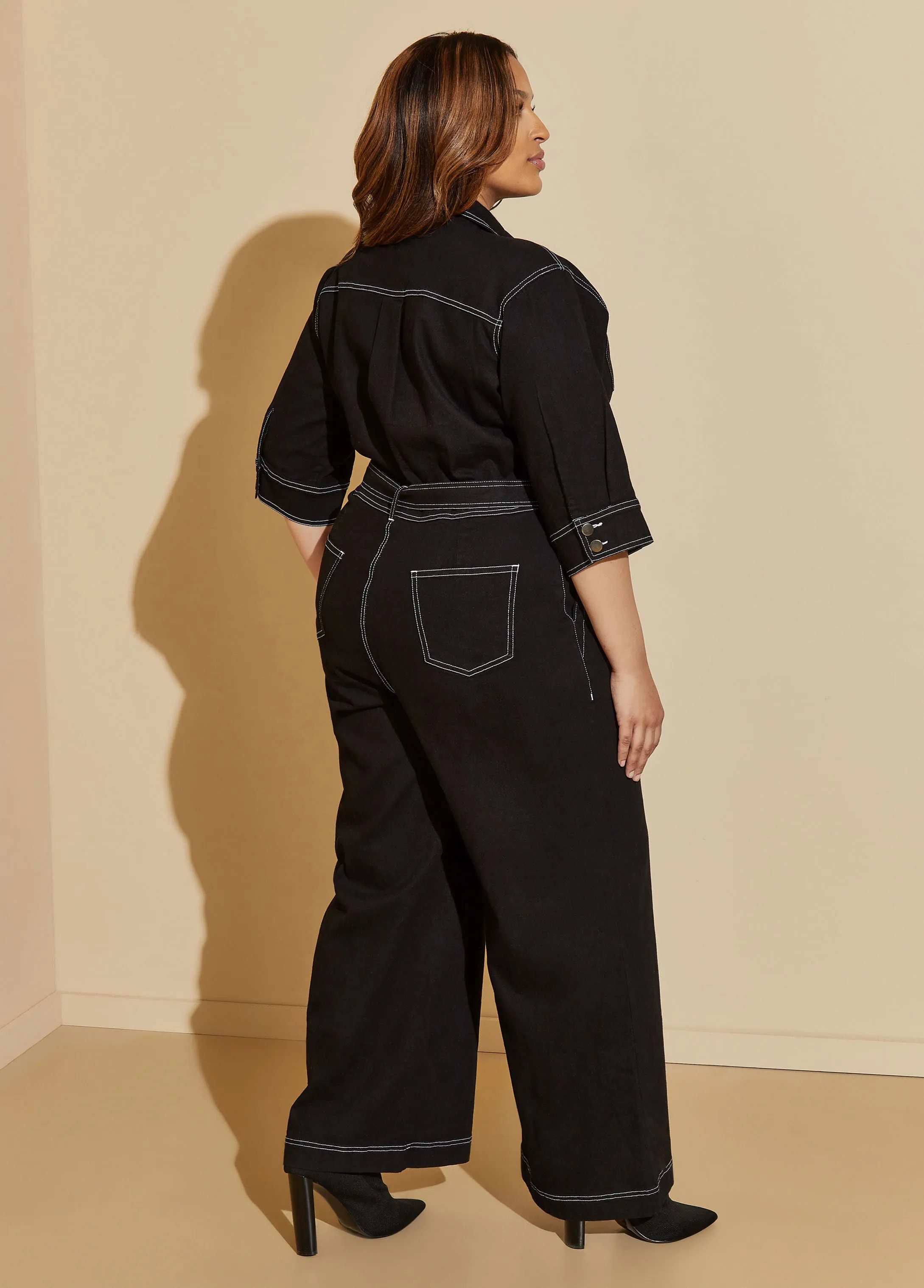 Straight Leg Denim Jumpsuit sold by Ashley Stewart product image thumbnail 2