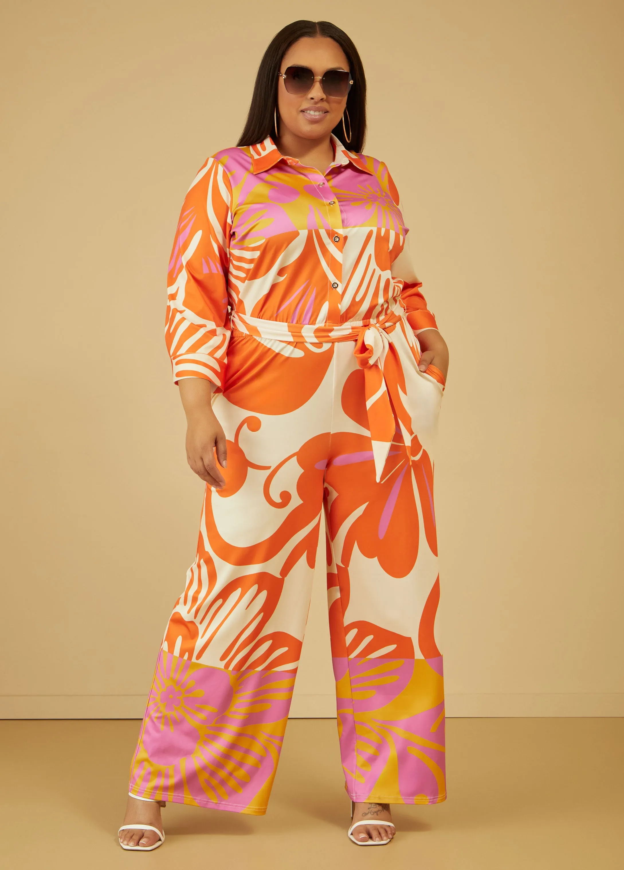 Swirl Print Wide Leg Jumpsuit sold by Ashley Stewart product image thumbnail 4