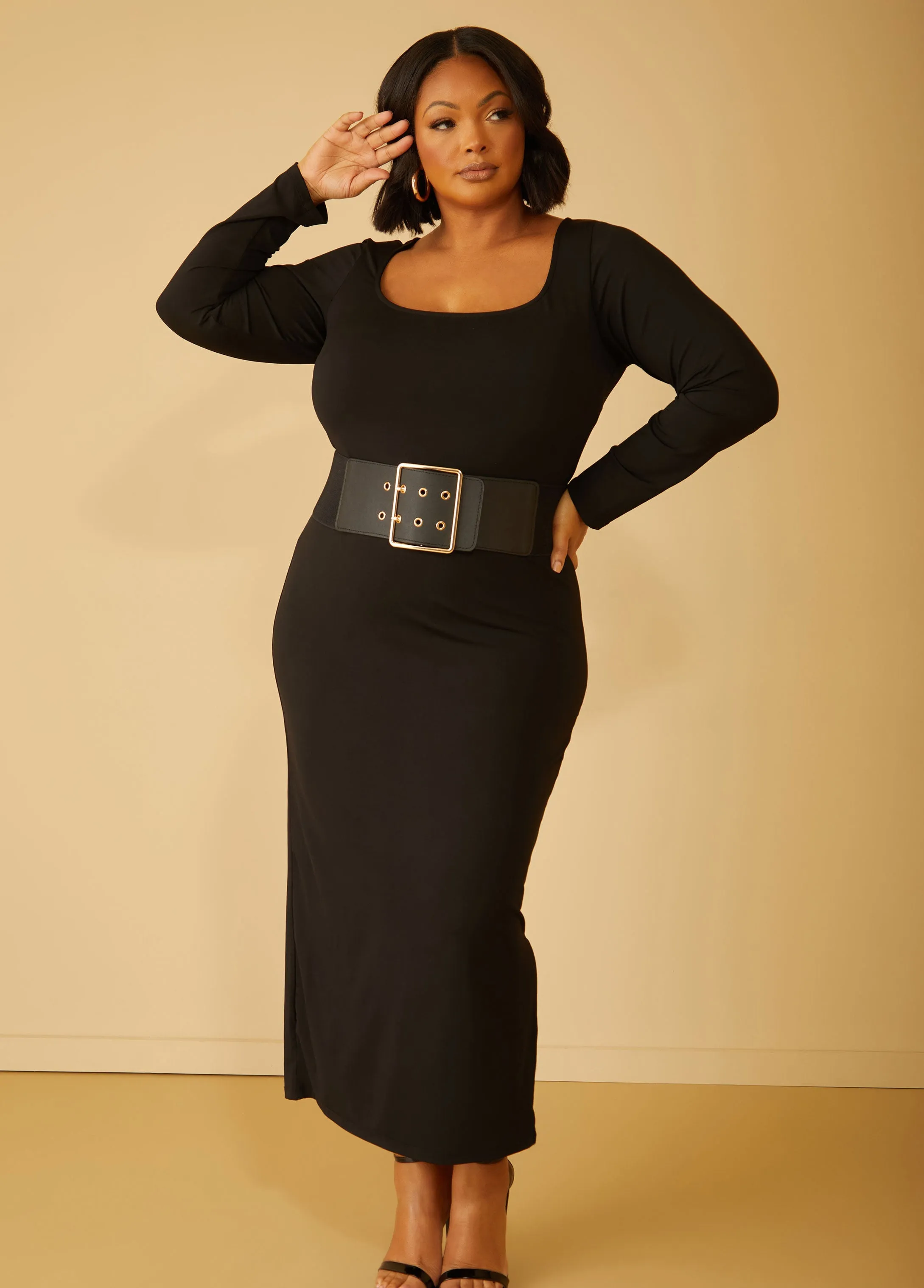 Stretch Knit Bodycon Maxi Dress sold by Ashley Stewart product image thumbnail 4