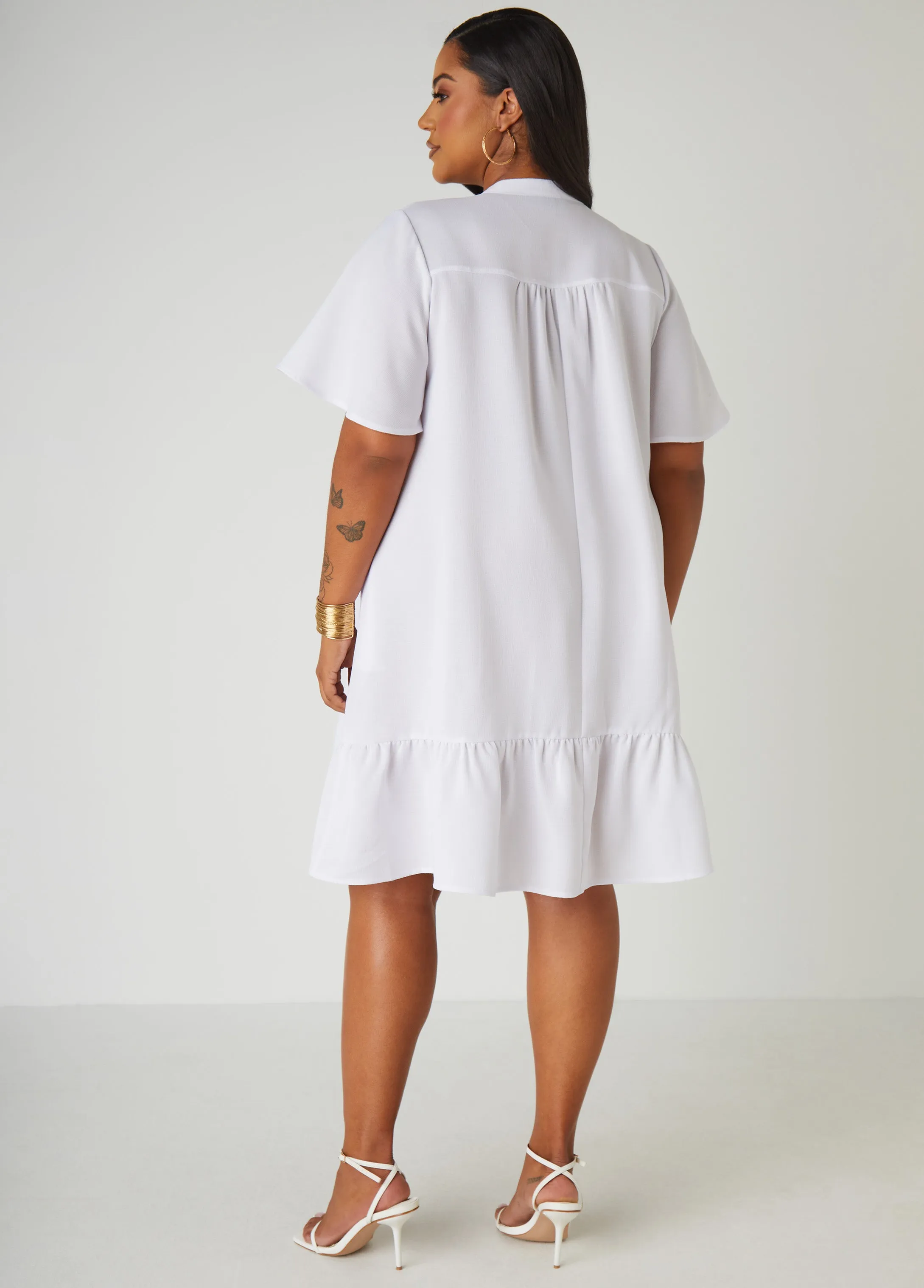Slub Woven Flounced Shirtdress sold by Ashley Stewart product image thumbnail 2