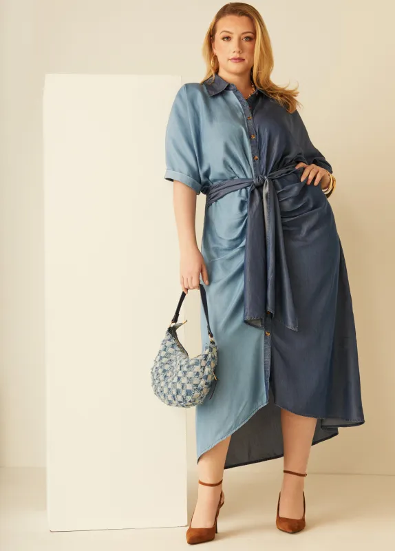 Two Tone Chambray Midaxi Dress sold by Ashley Stewart