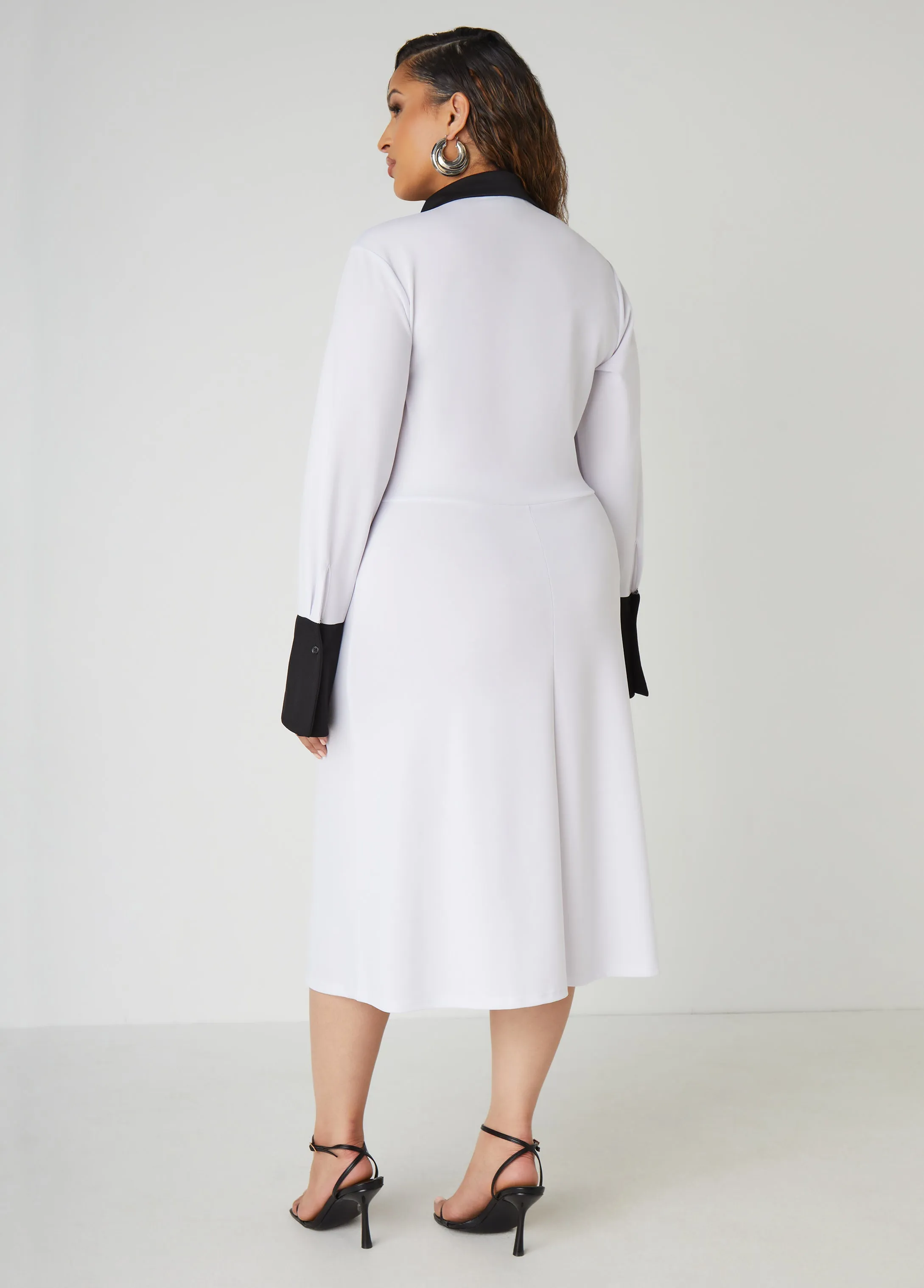 Bell Sleeved Two Tone Shirtdress sold by Ashley Stewart product image thumbnail 2