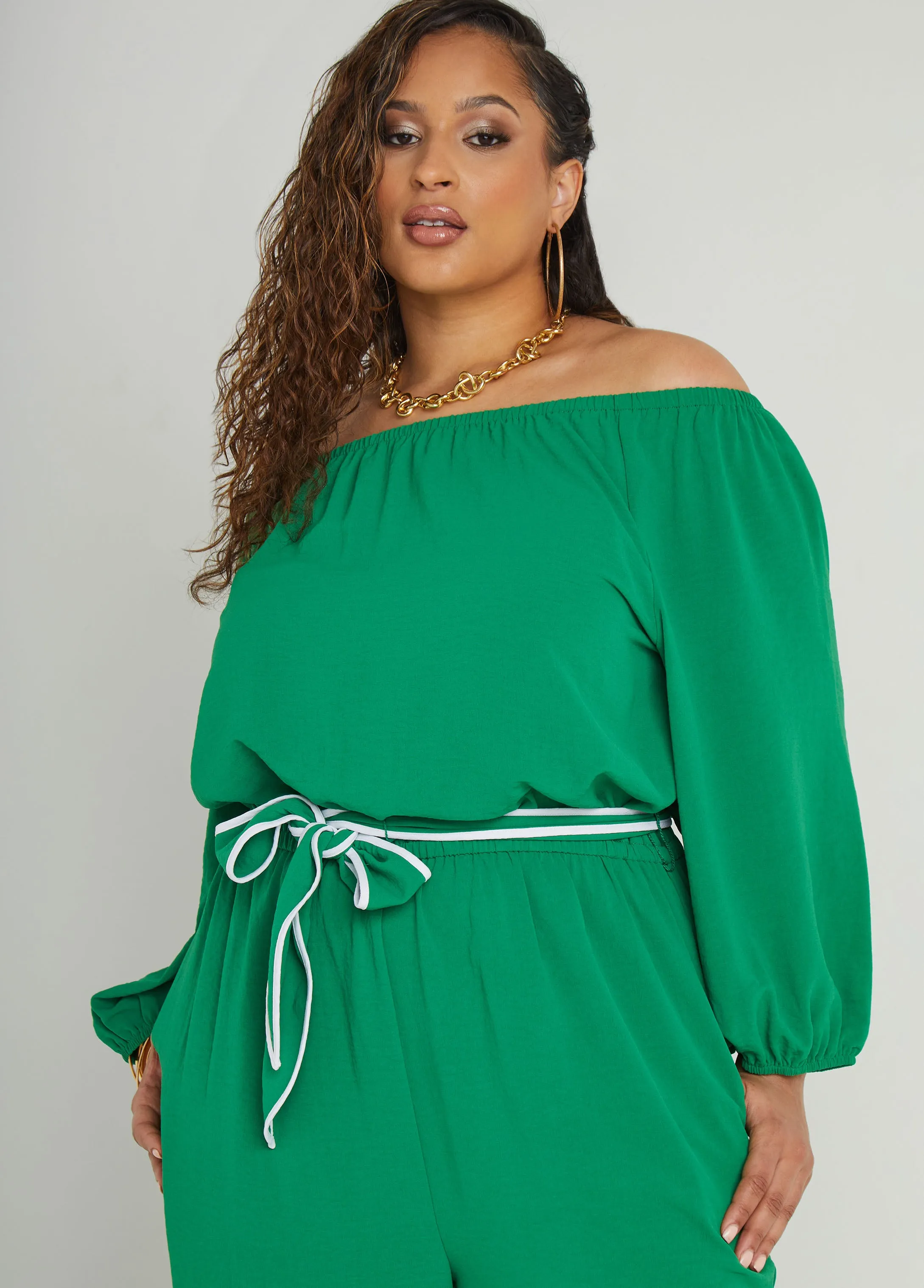 Belted Off The Shoulder Jumpsuit sold by Ashley Stewart product image thumbnail 5