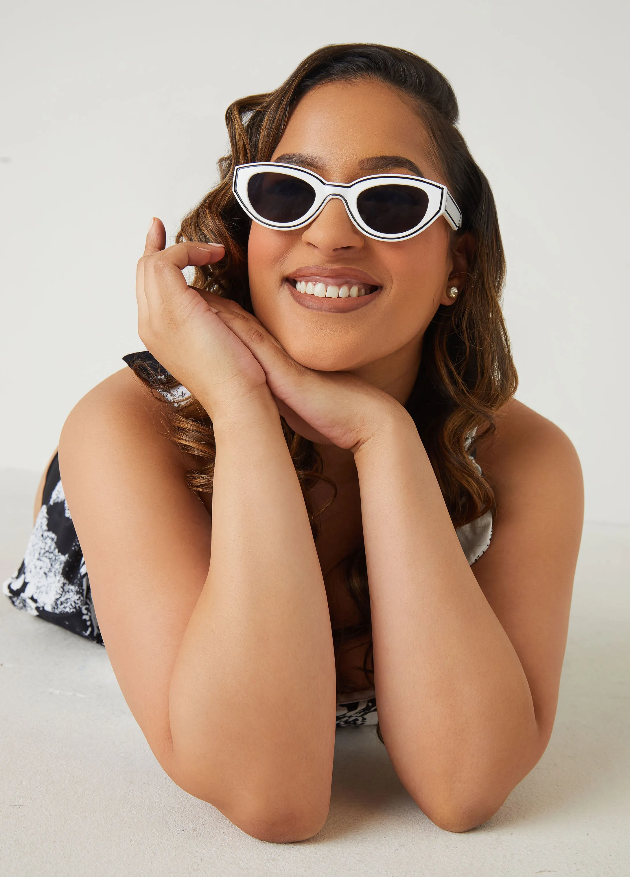 Outlined Cat Eye Sunglasses sold by Ashley Stewart product image thumbnail 3