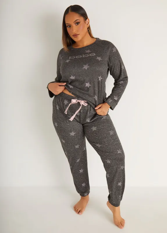 Bebe Metallic Stars Joggers Set sold by Ashley Stewart