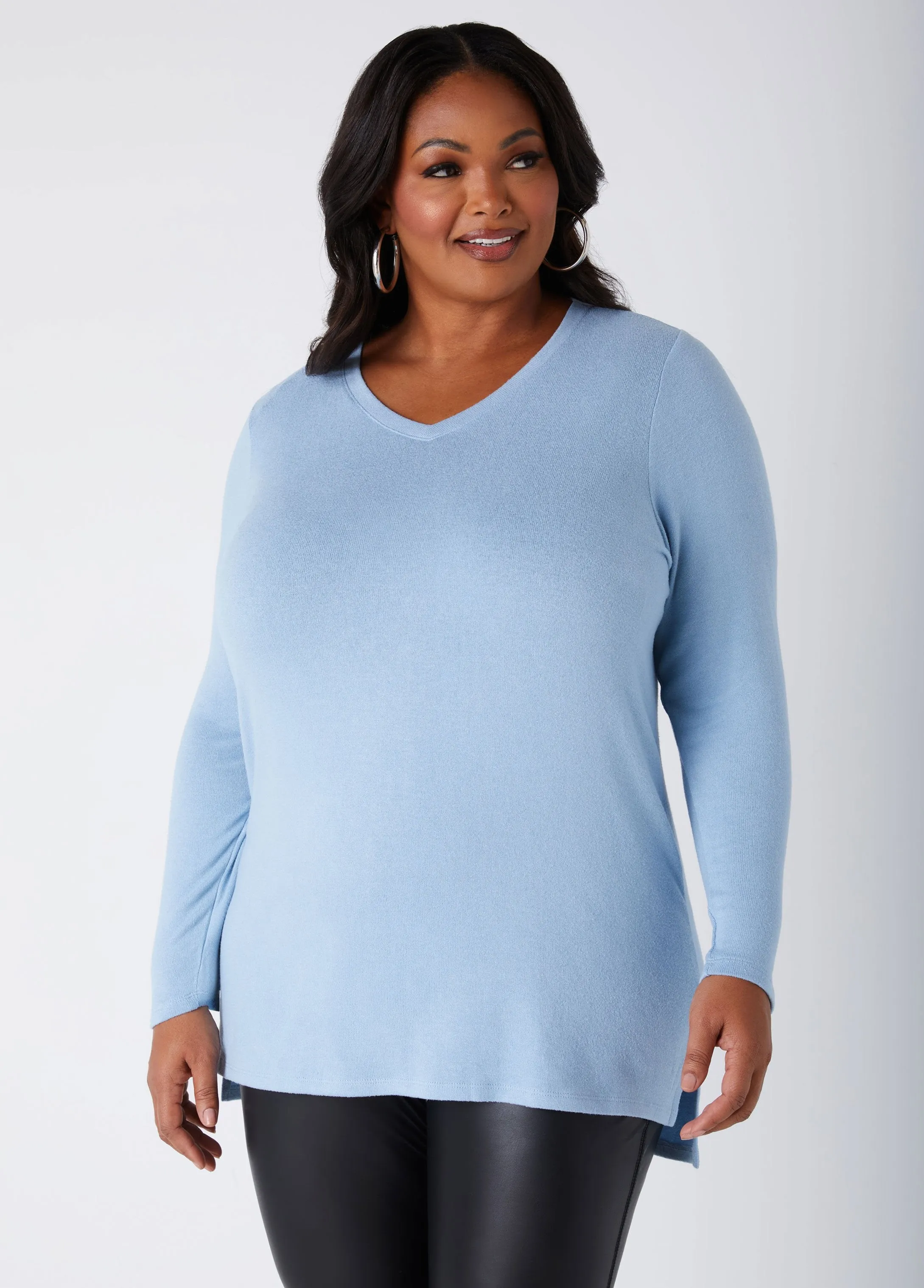 Hacci Knit V Neck Top sold by Ashley Stewart product image thumbnail 5
