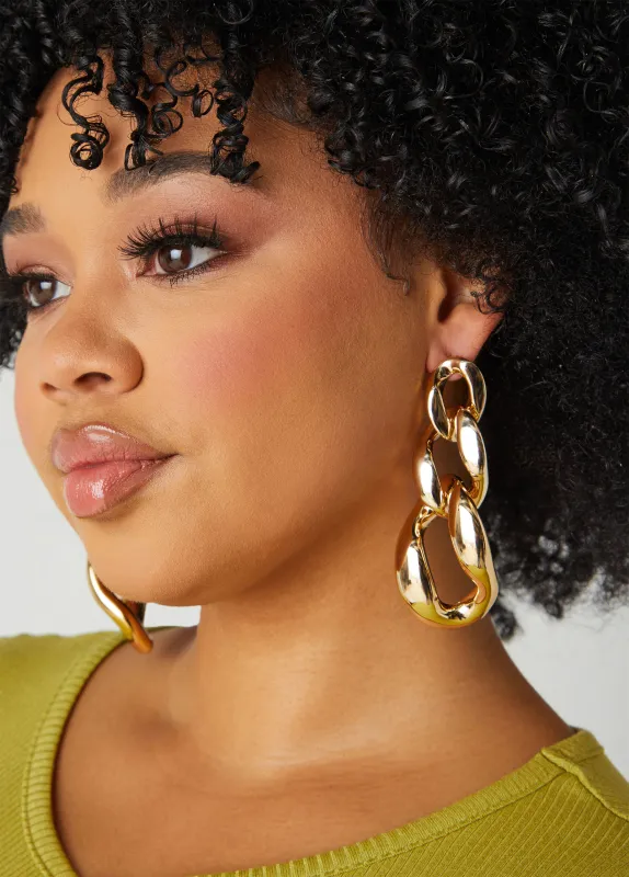 Gold Tone Chain Earrings sold by Ashley Stewart