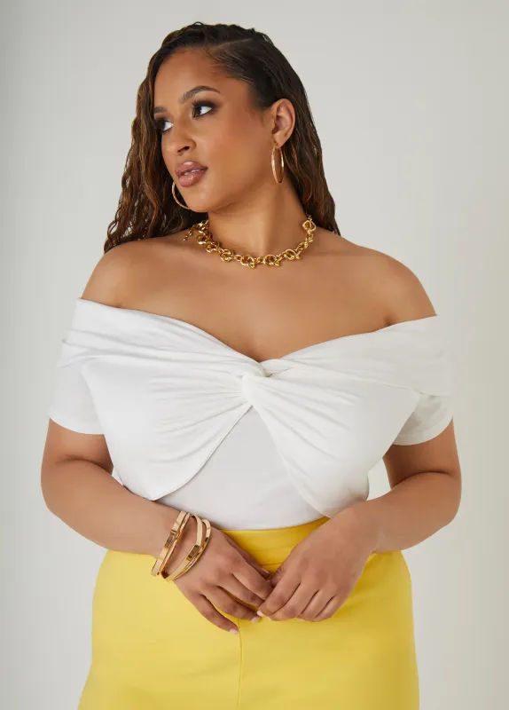 Twist Front Off The Shoulder Top sold by Ashley Stewart